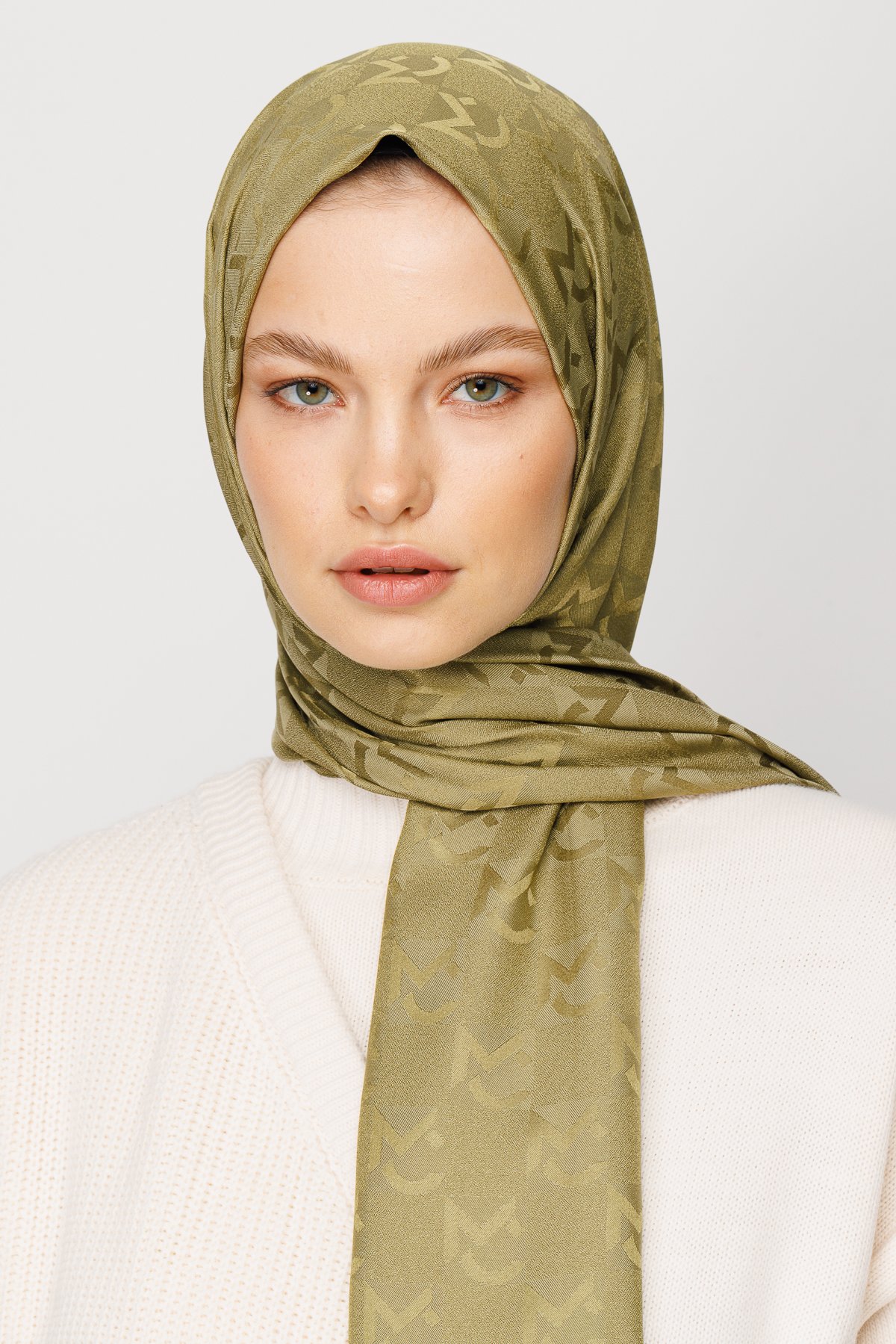 MC Pattern Jacquard Shawl - Soft Green