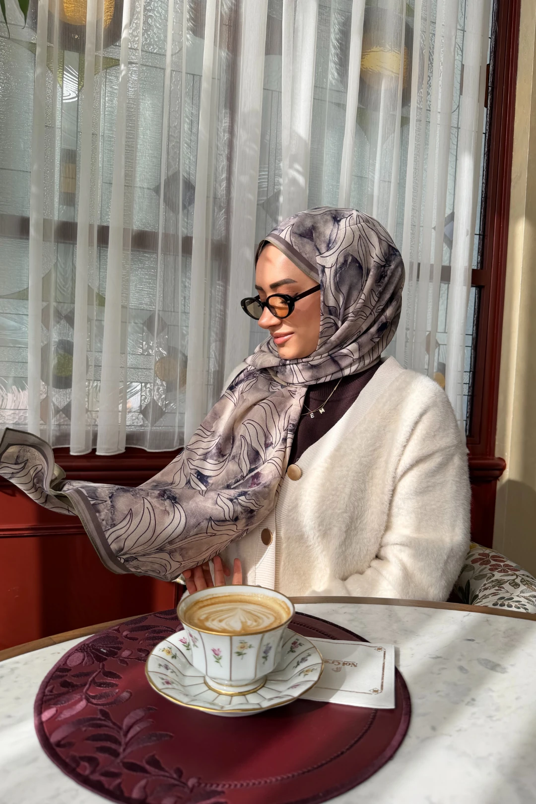 Frond Pattern Hebei Silk Shawl - Navyblue