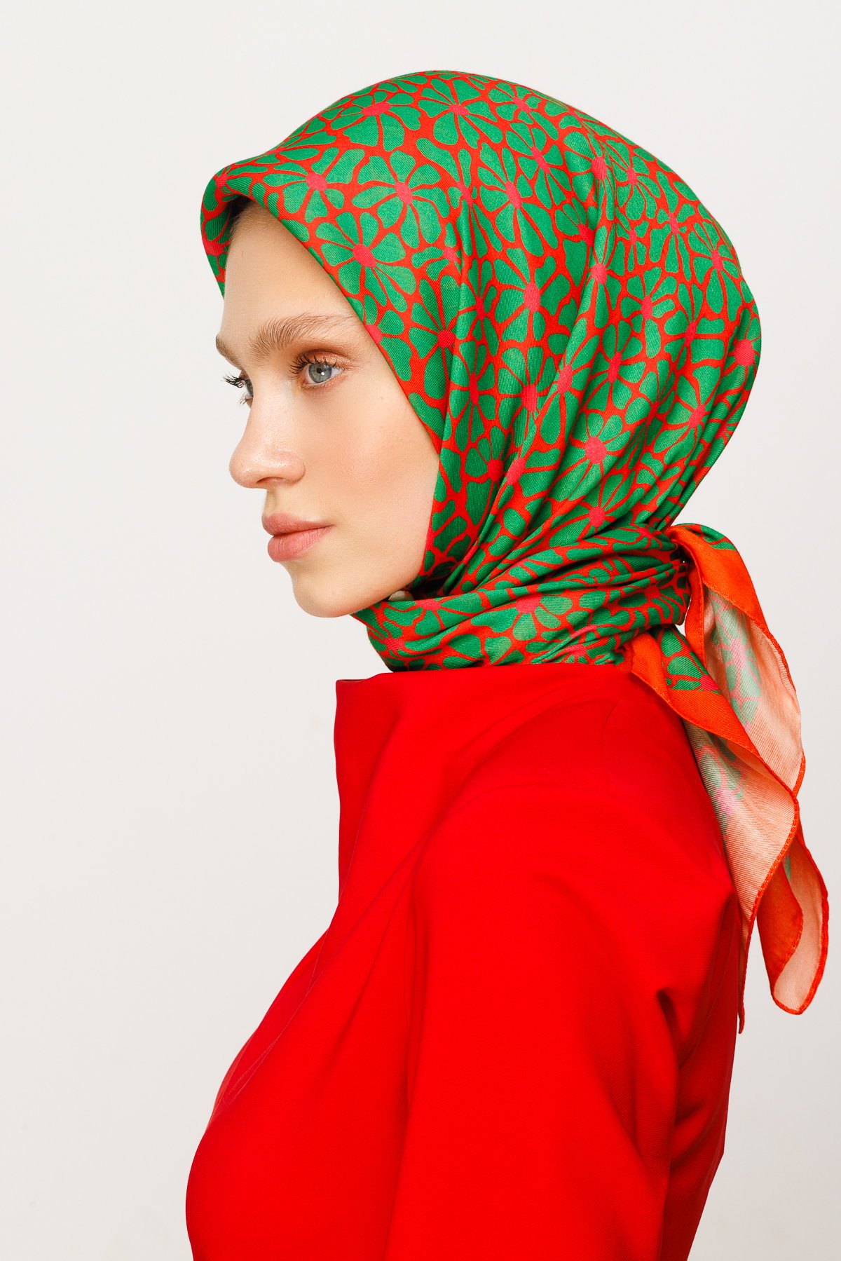 Clover Pattern Digital Soft Scarf - Turuncu