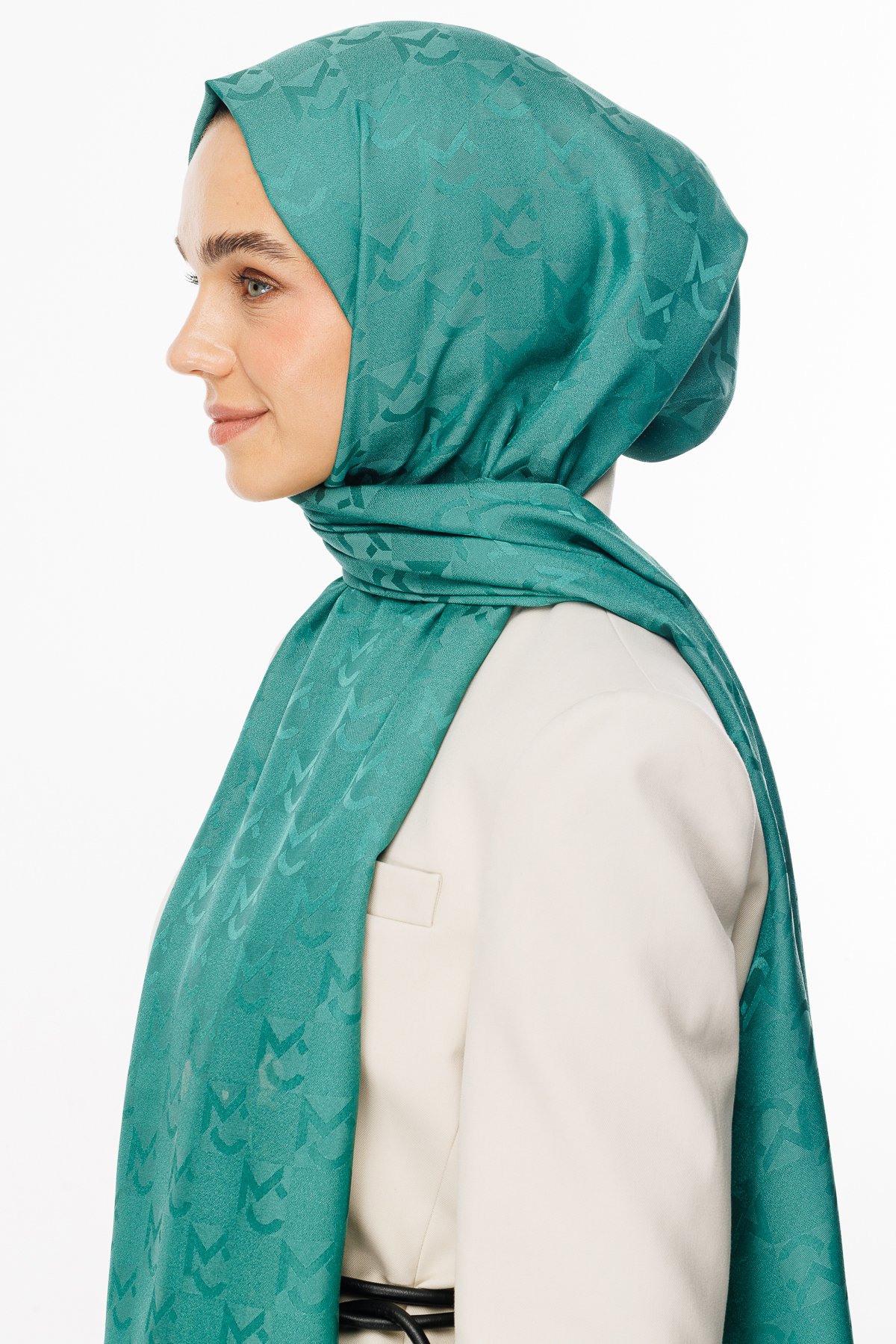 MC Pattern Jacquard Shawl - Mint Green