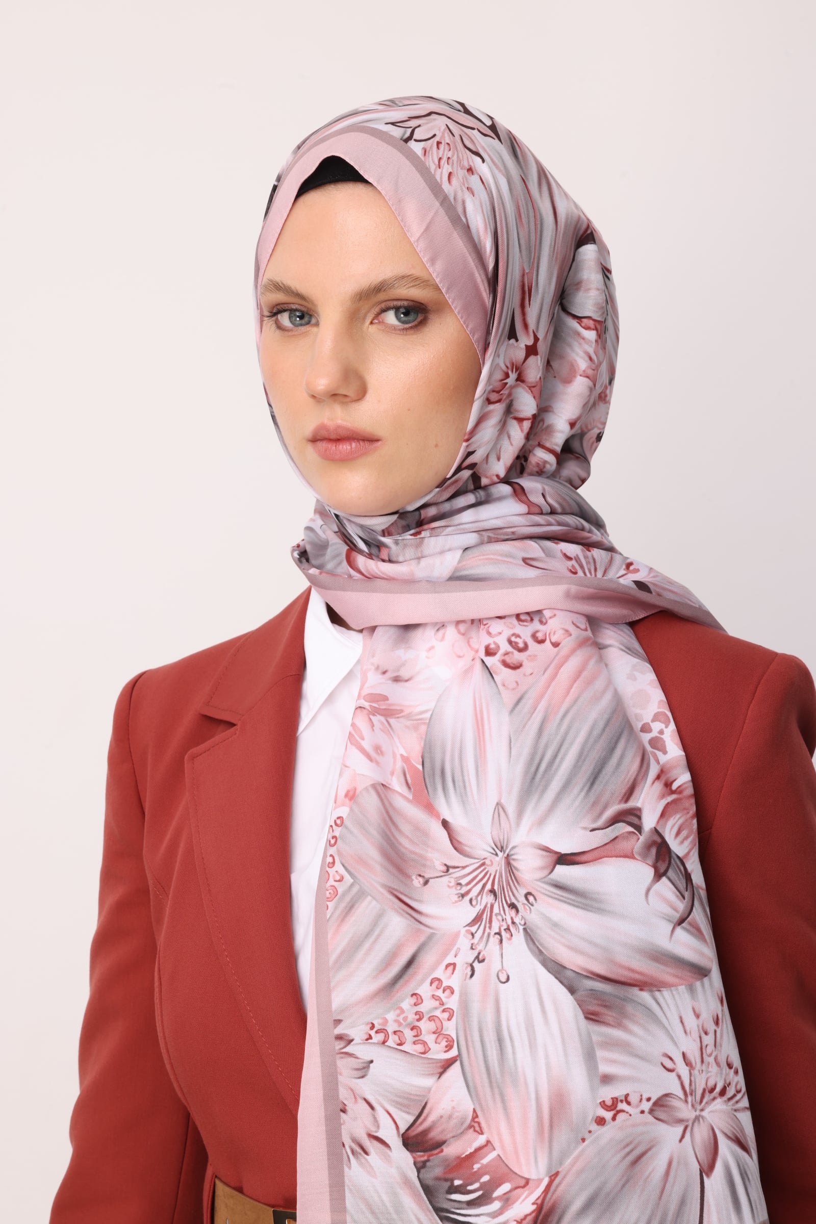 Larin Patterned Cotton Shawl - Powder