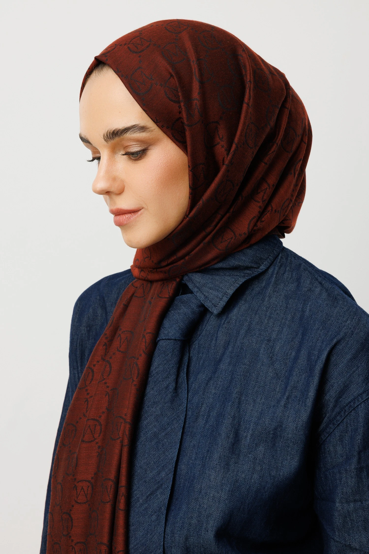 Wool Silk Shawl - Red Coffee