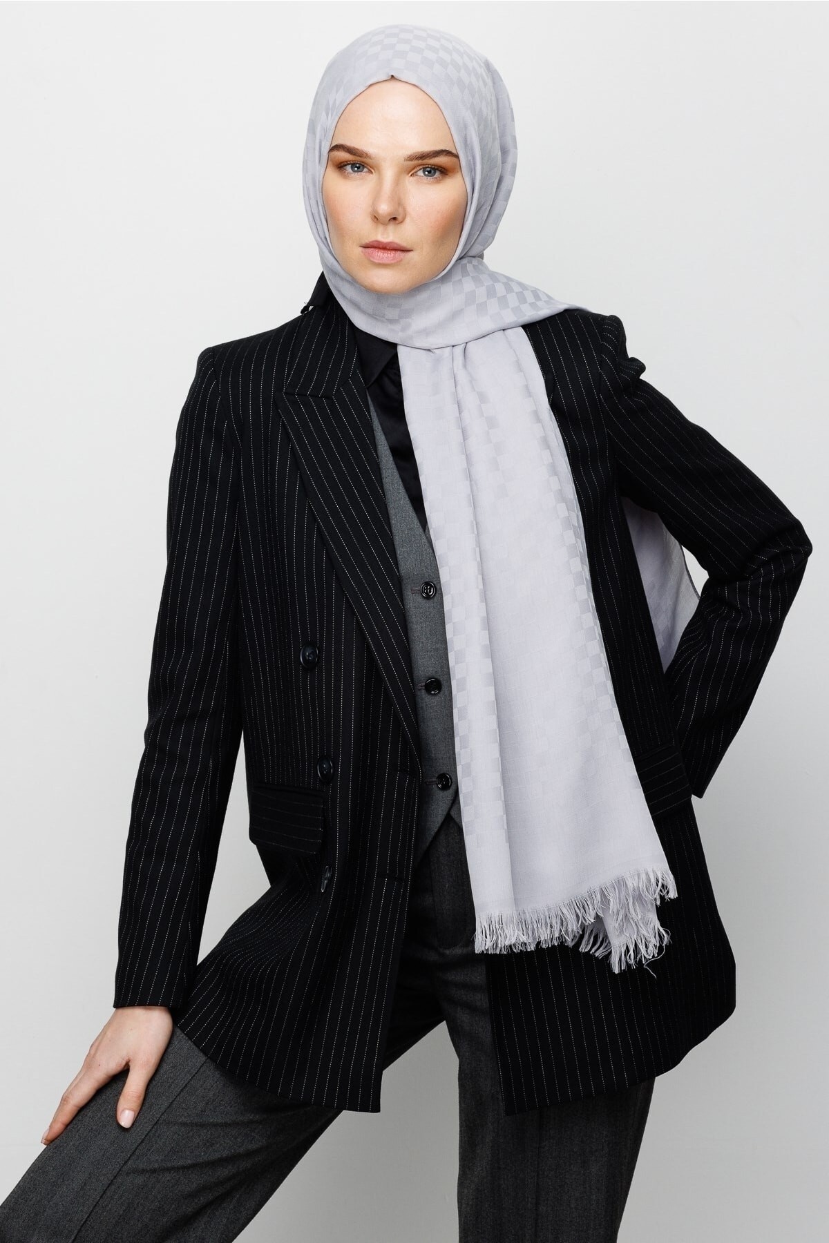 Square Pattern Cotton Jacquard Hijab