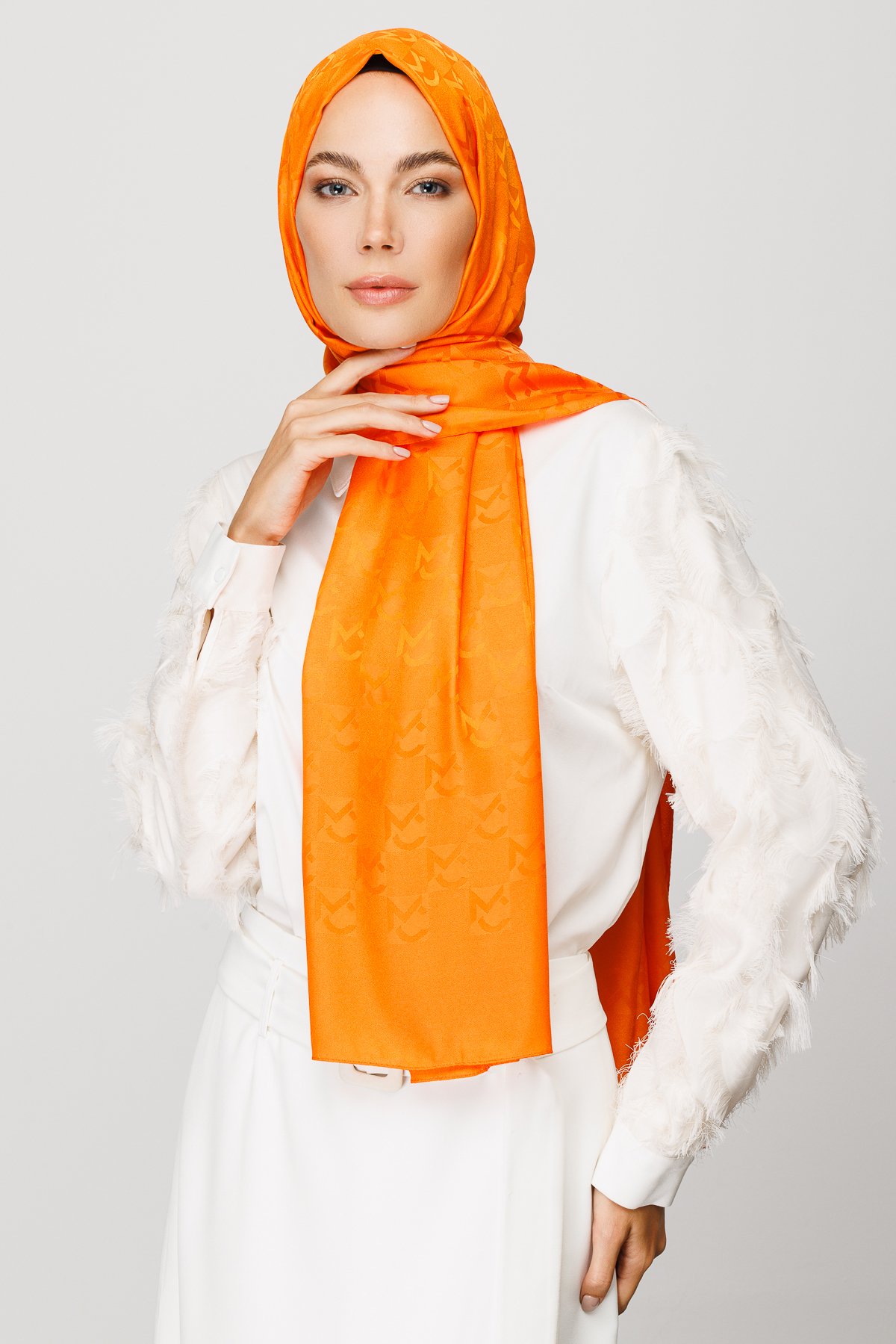 MC Pattern Jacquard Shawl - Turuncu