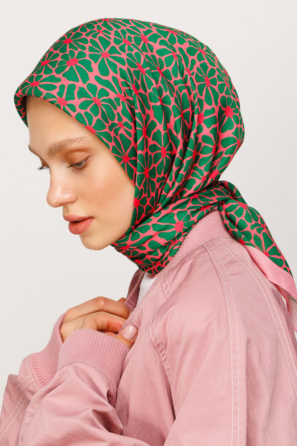 Clover Pattern Digital Soft Scarf - Powder