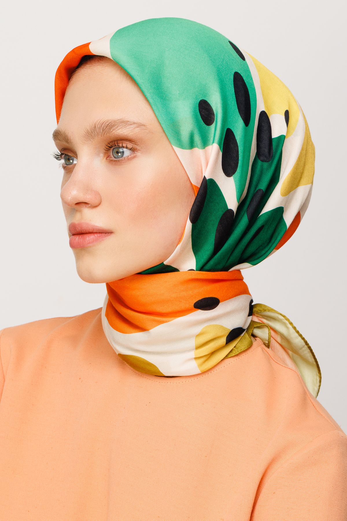 Bloom Pattern Digital Soft Scarf - Mint Green