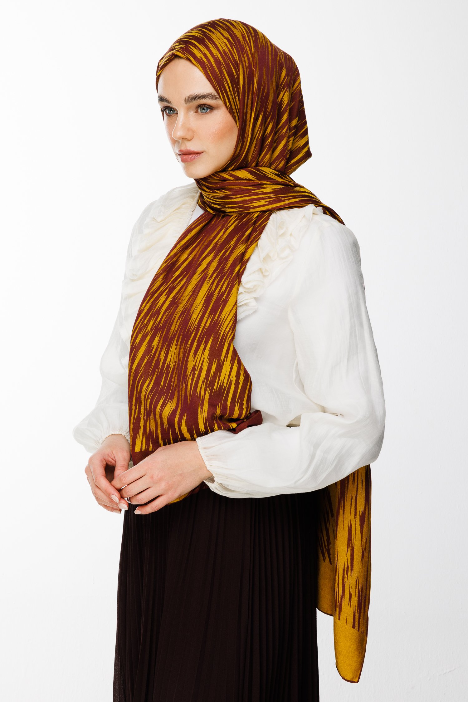 Marrakech Double Sided Shawl - Damson-Yellow