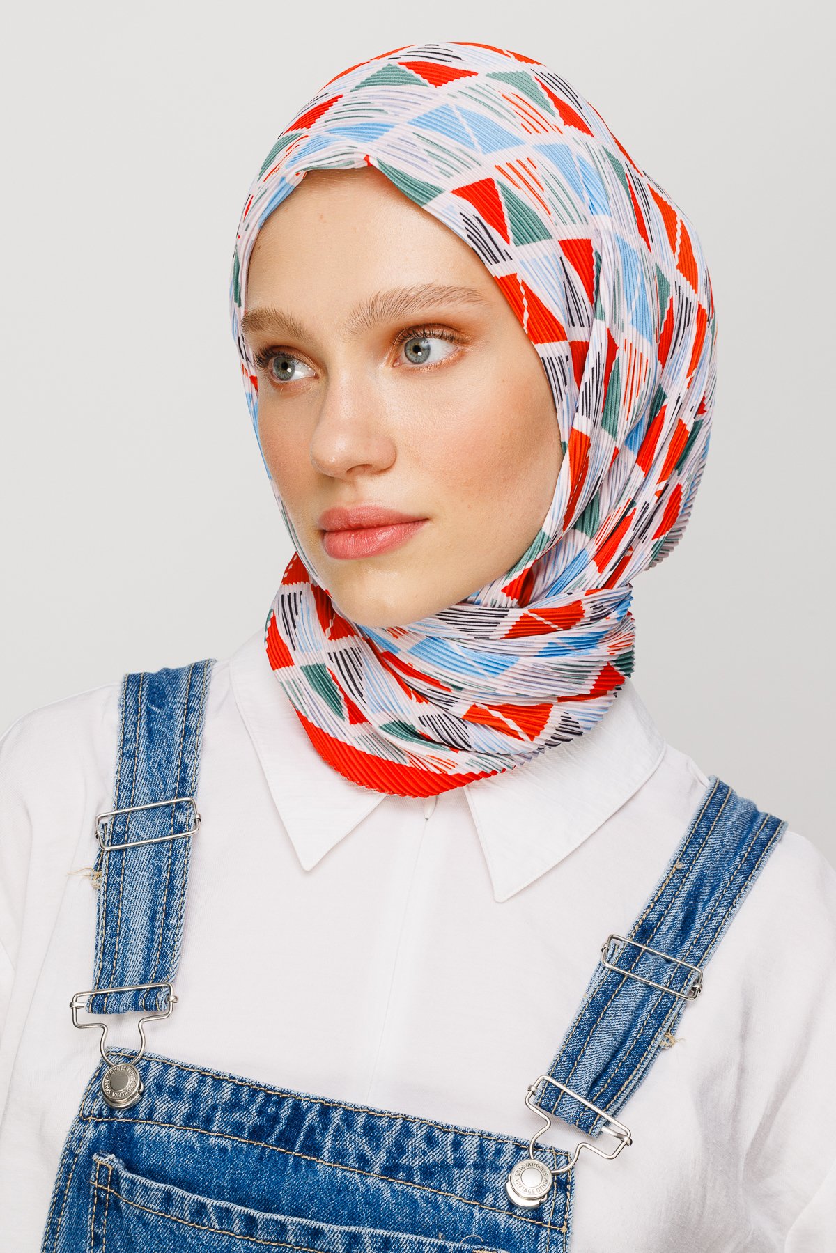 Prism Pattern Pleated Scarf - Turuncu