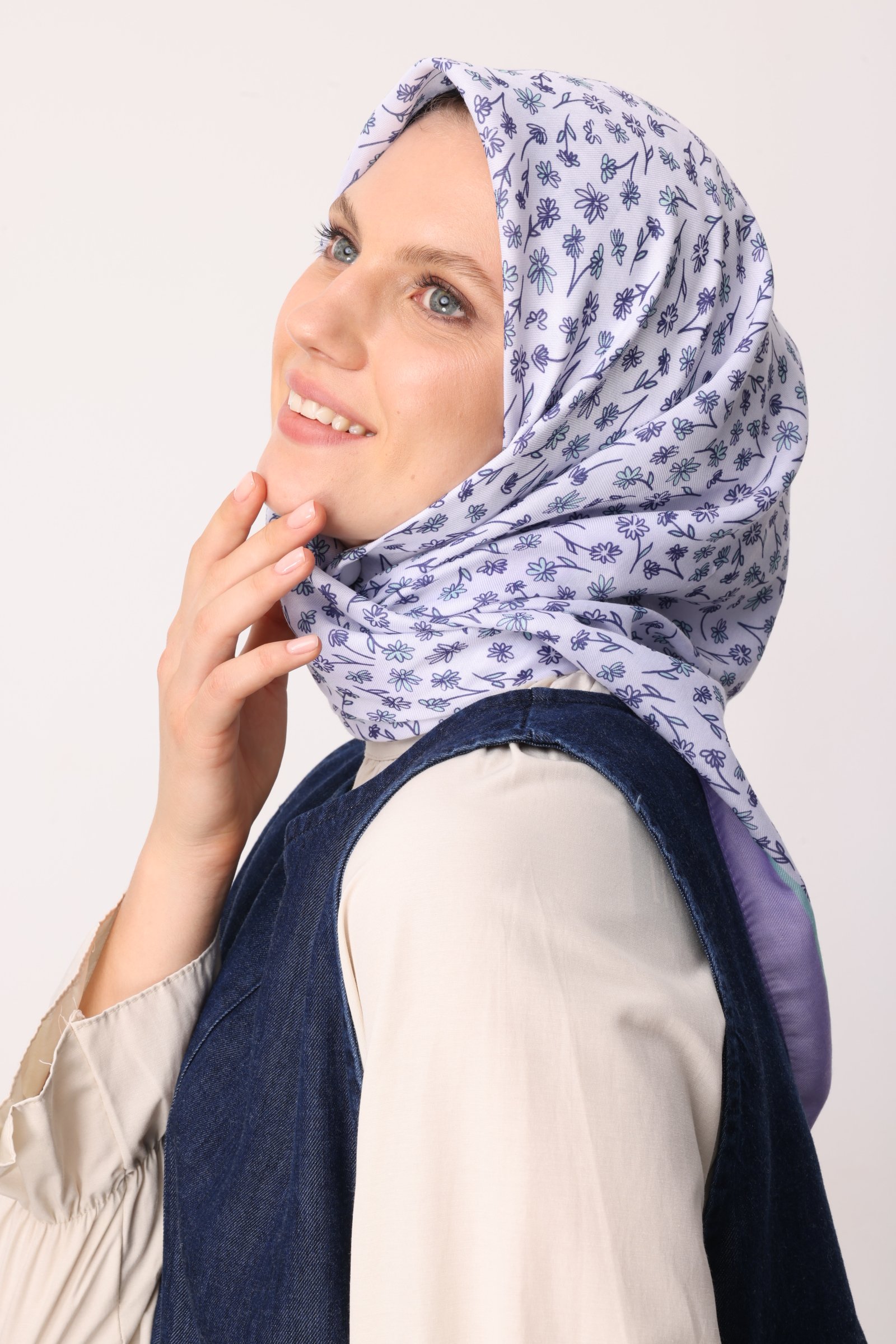 Minor Desen Pamuk Eşarp - Lila