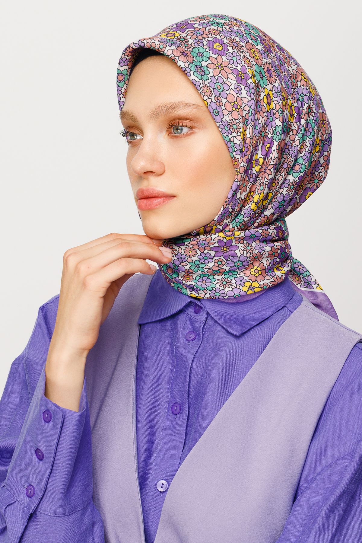 Minial Desen Dijital Soft Eşarp - Lavanta