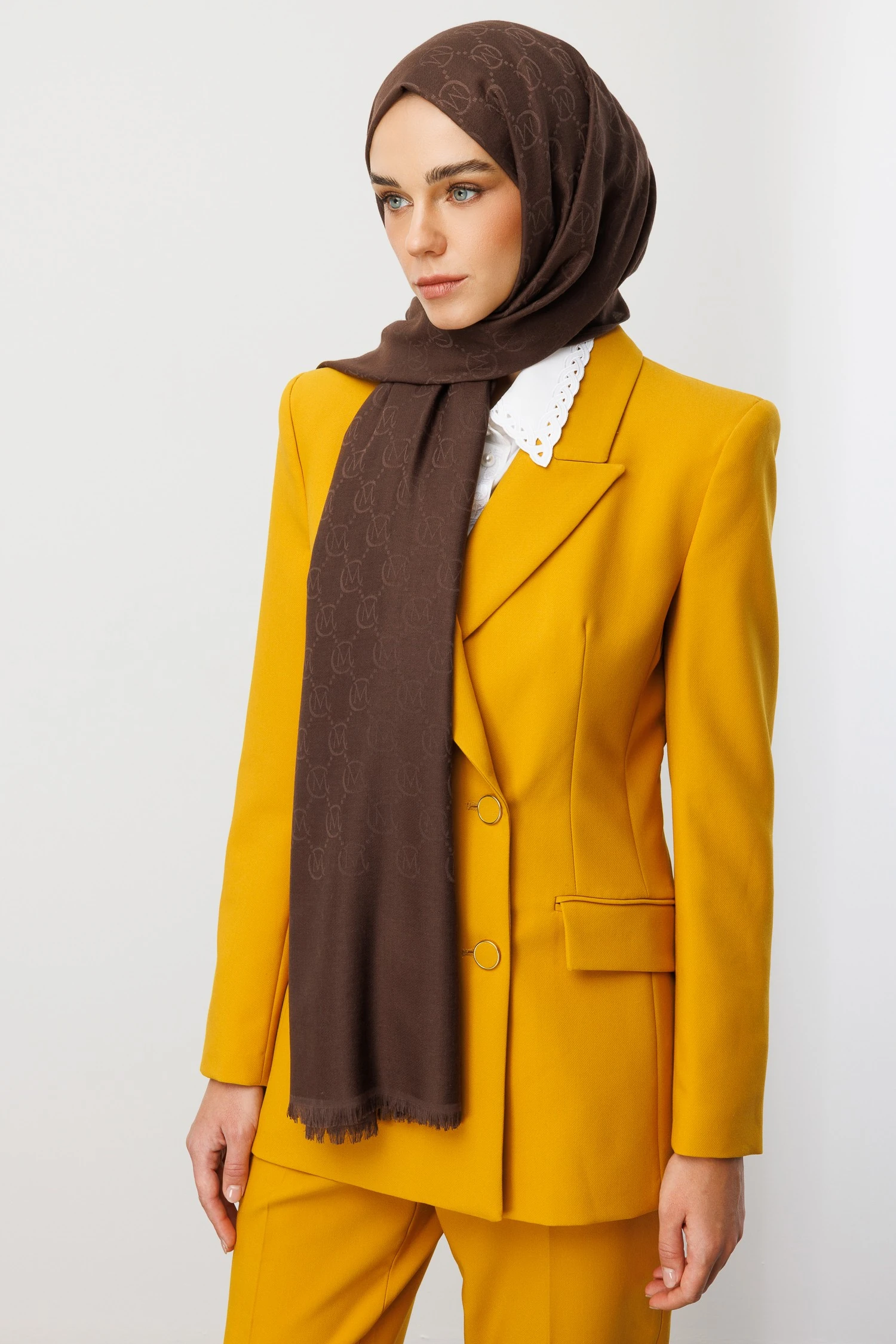 Wool Silk Shawl - Dark Coffee