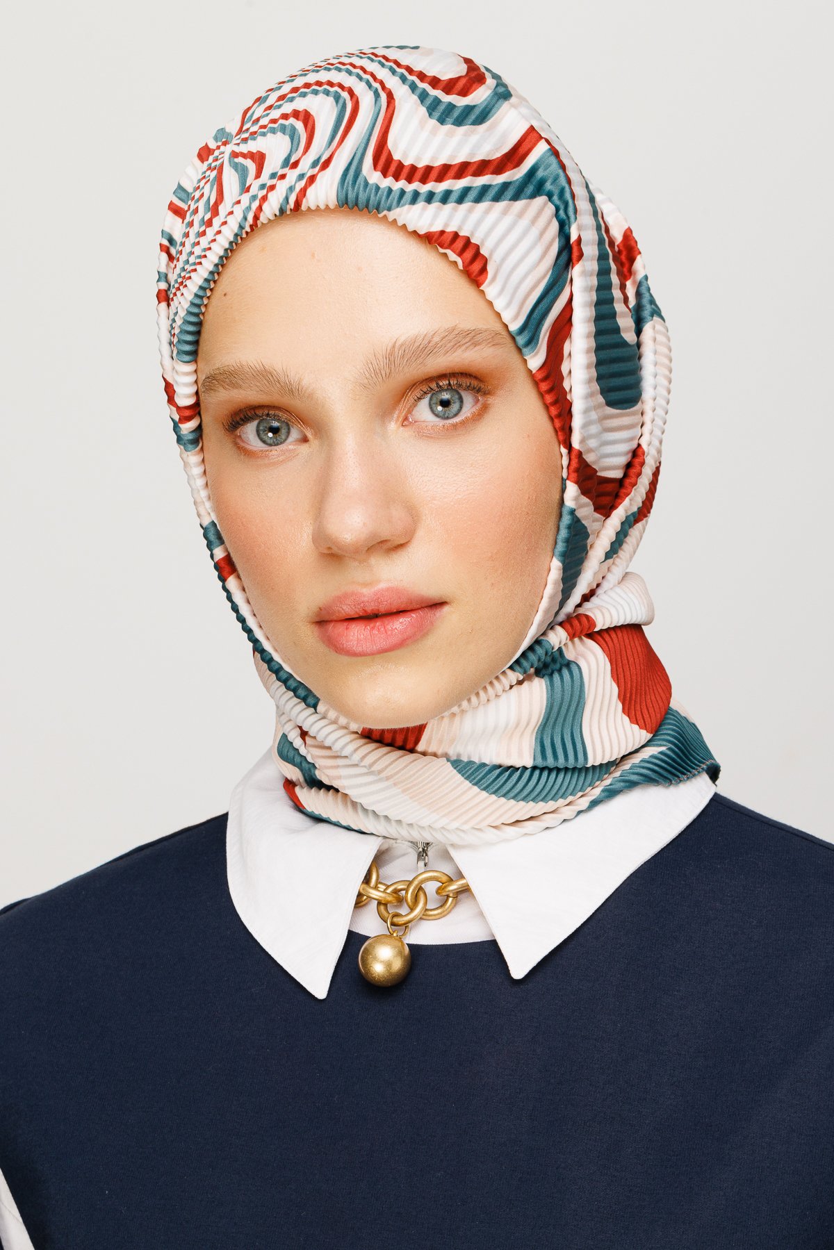 Mira Pattern Pleated Scarf - Tile