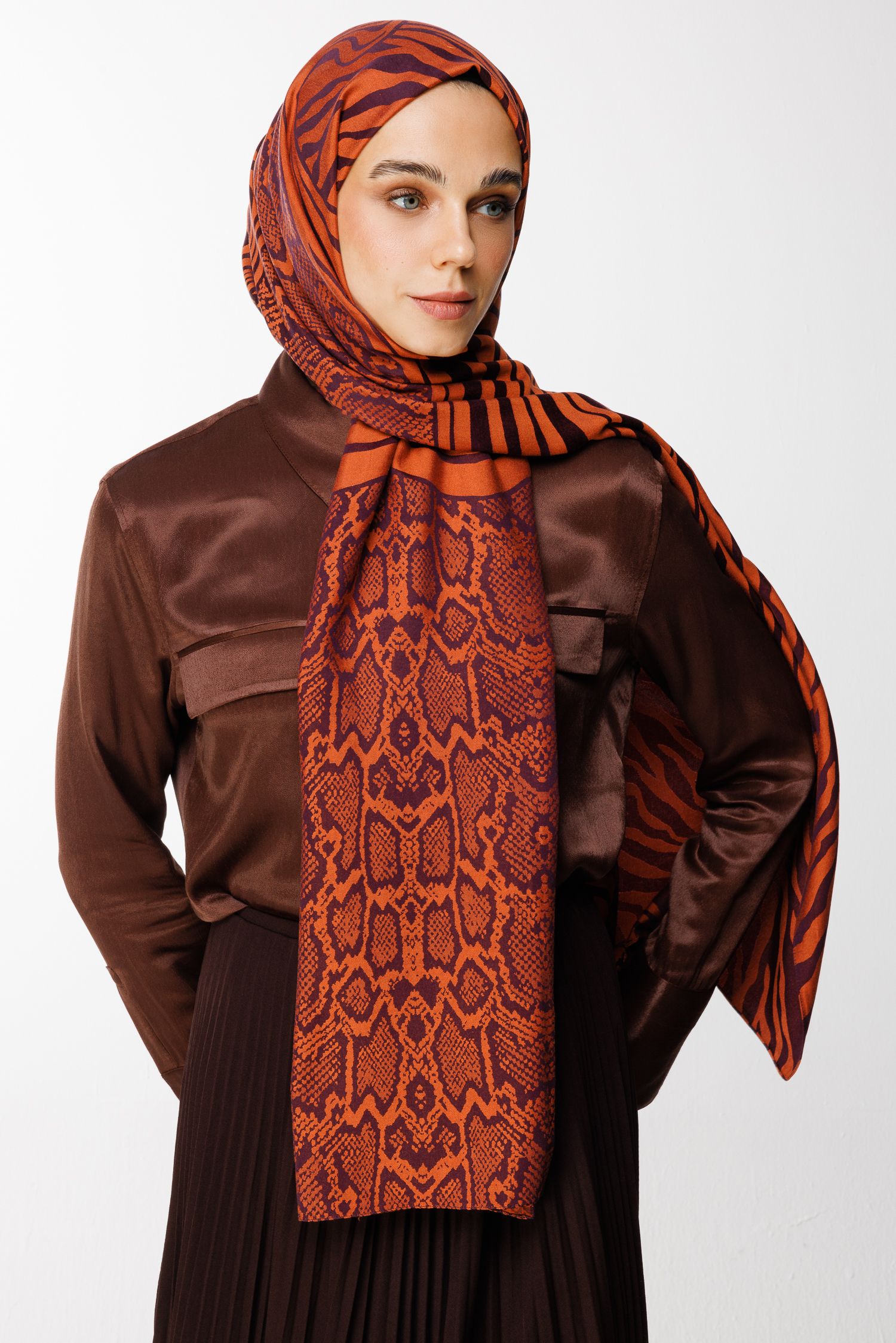 Marrakech Double Sided Shawl - Purple-Orange