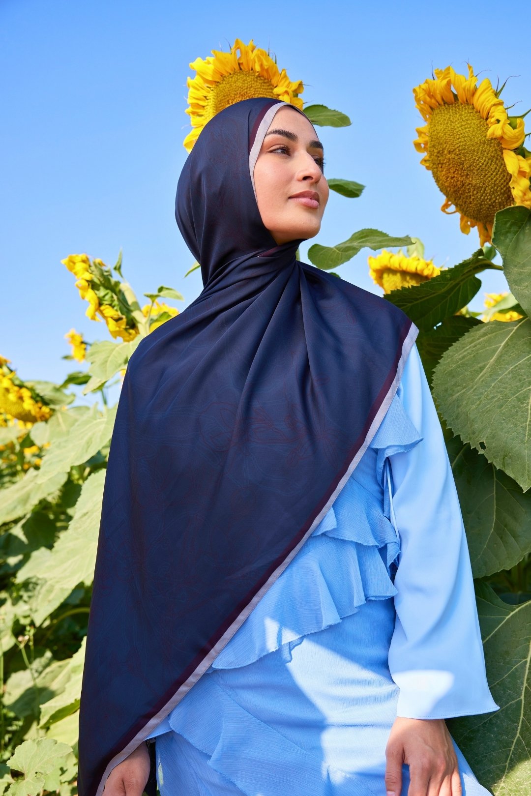 Yekta Desen Sakura İpek Şal - Dark Blue