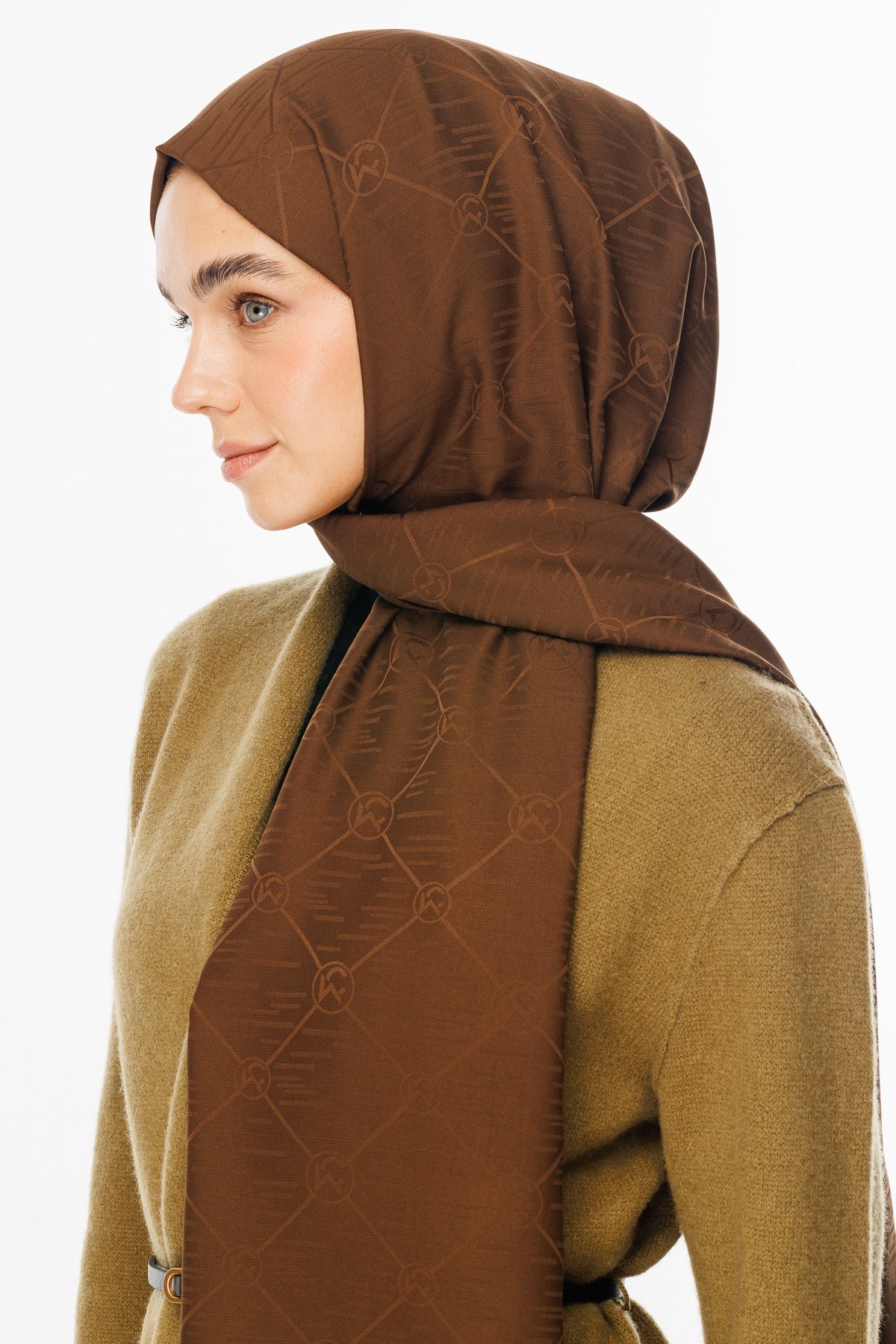 Moon Is Pattern Jacquard Shawl - Bitter