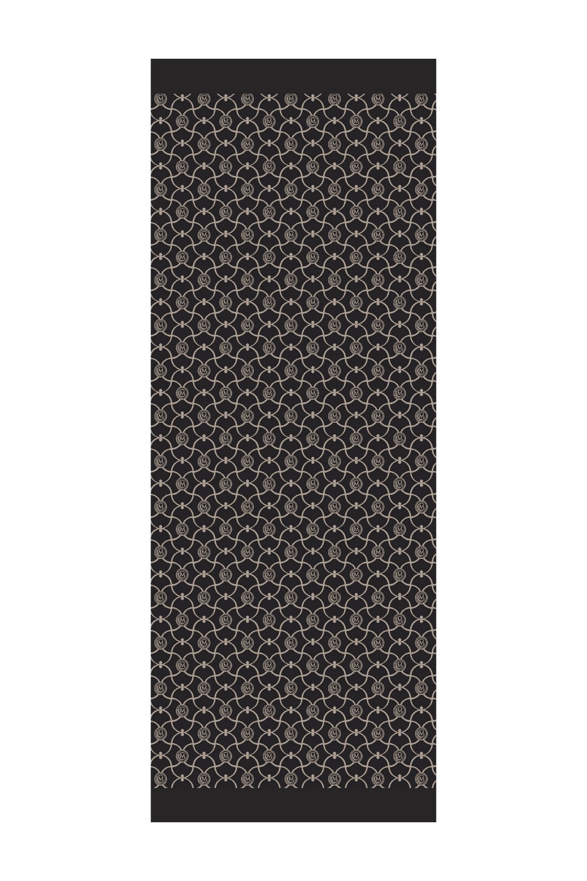 Marrakech Pattern Double-Sided Shawl - Black-Beige