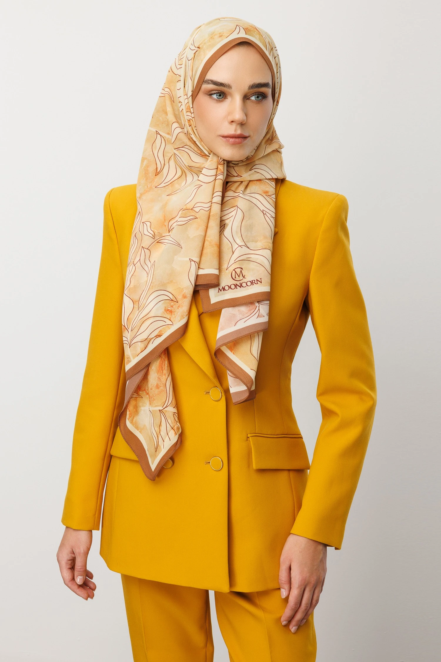 Frond Pattern Hebei Silk Shawl - Buğday