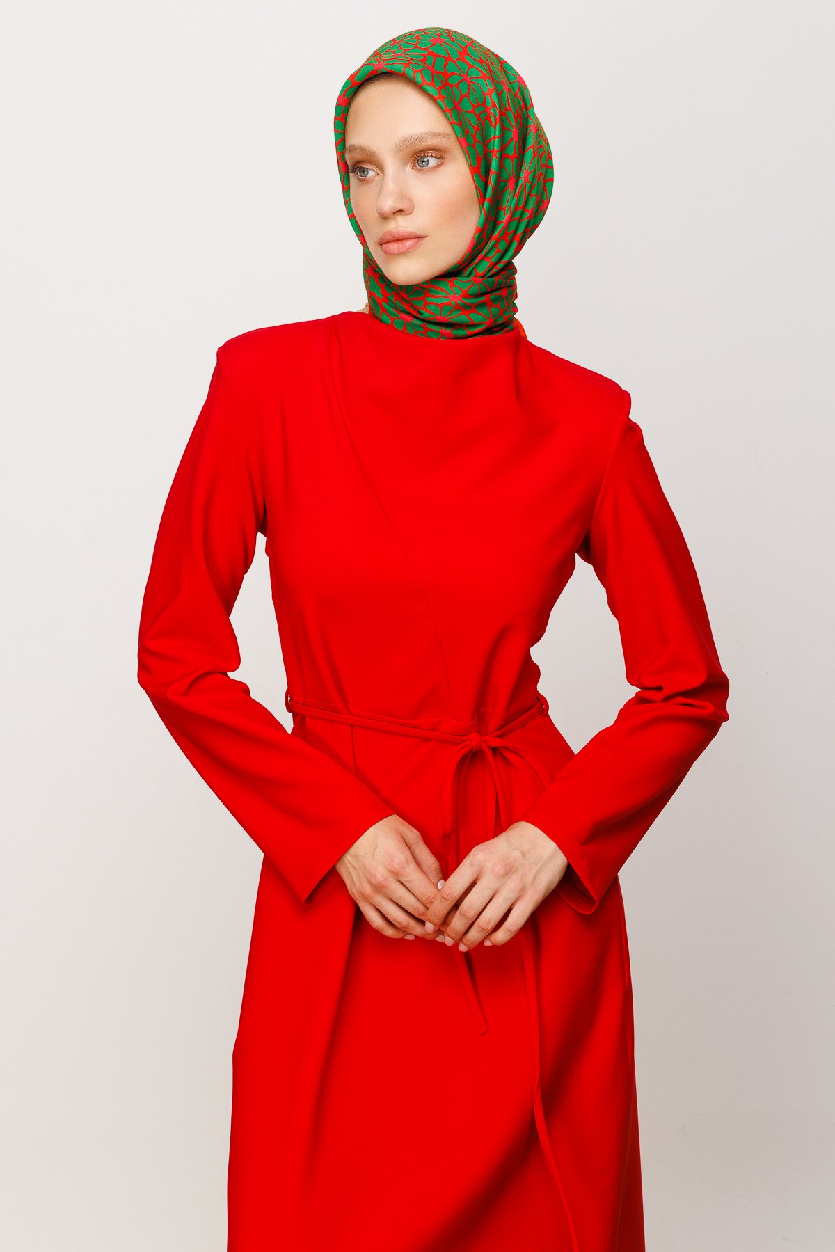Clover Pattern Digital Soft Scarf - Turuncu