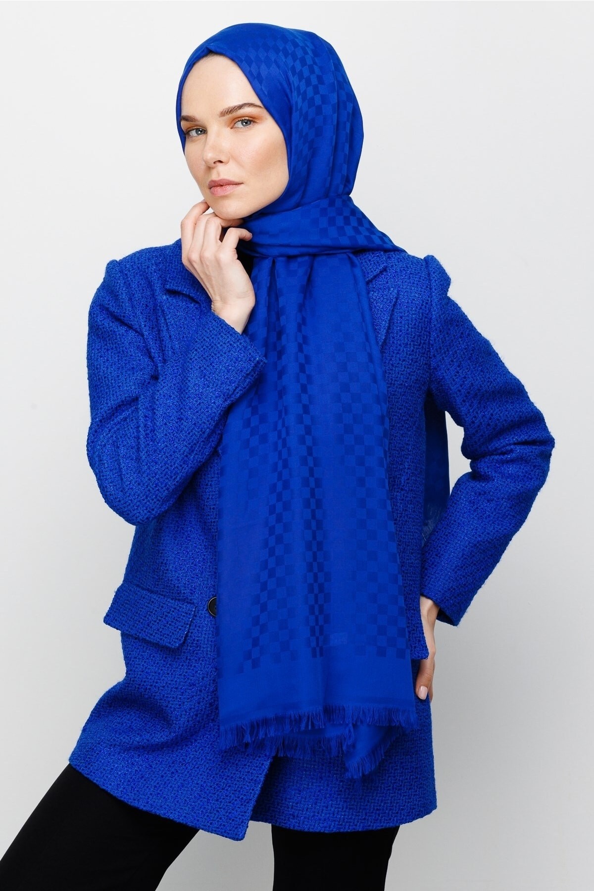 Square Pattern Cotton Jacquard Hijab