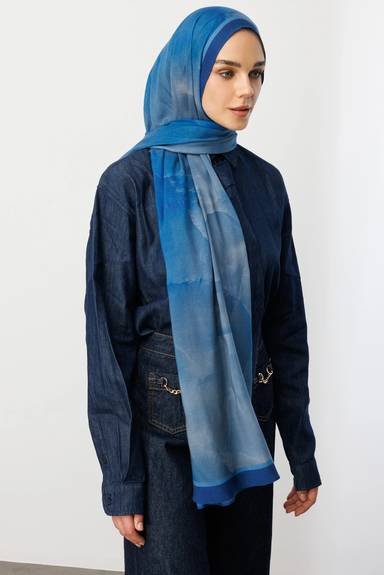 Moreal Desen Rami Şal - Navyblue