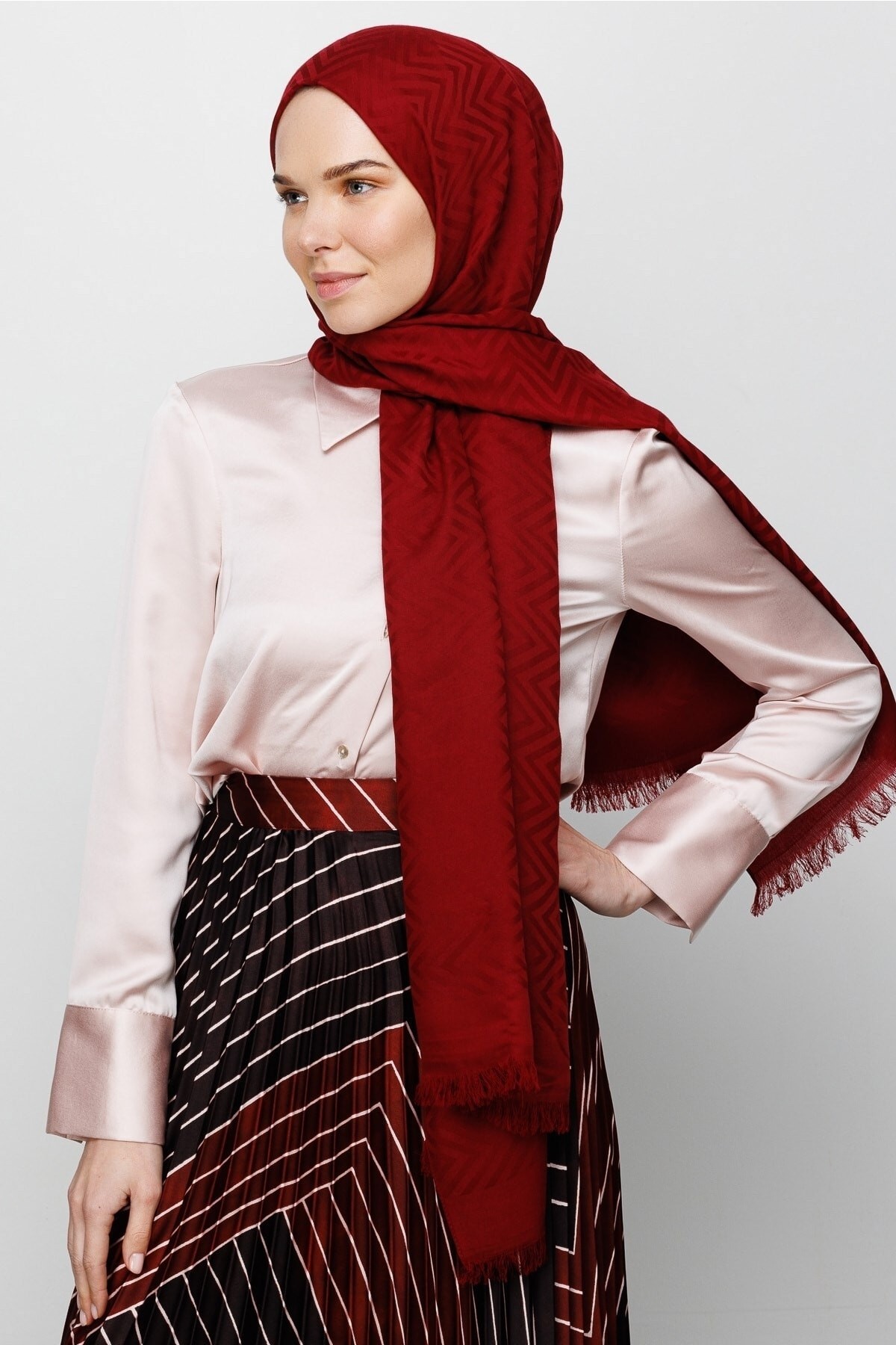 Zigzag Pattern Cotton Jacquard Hijab