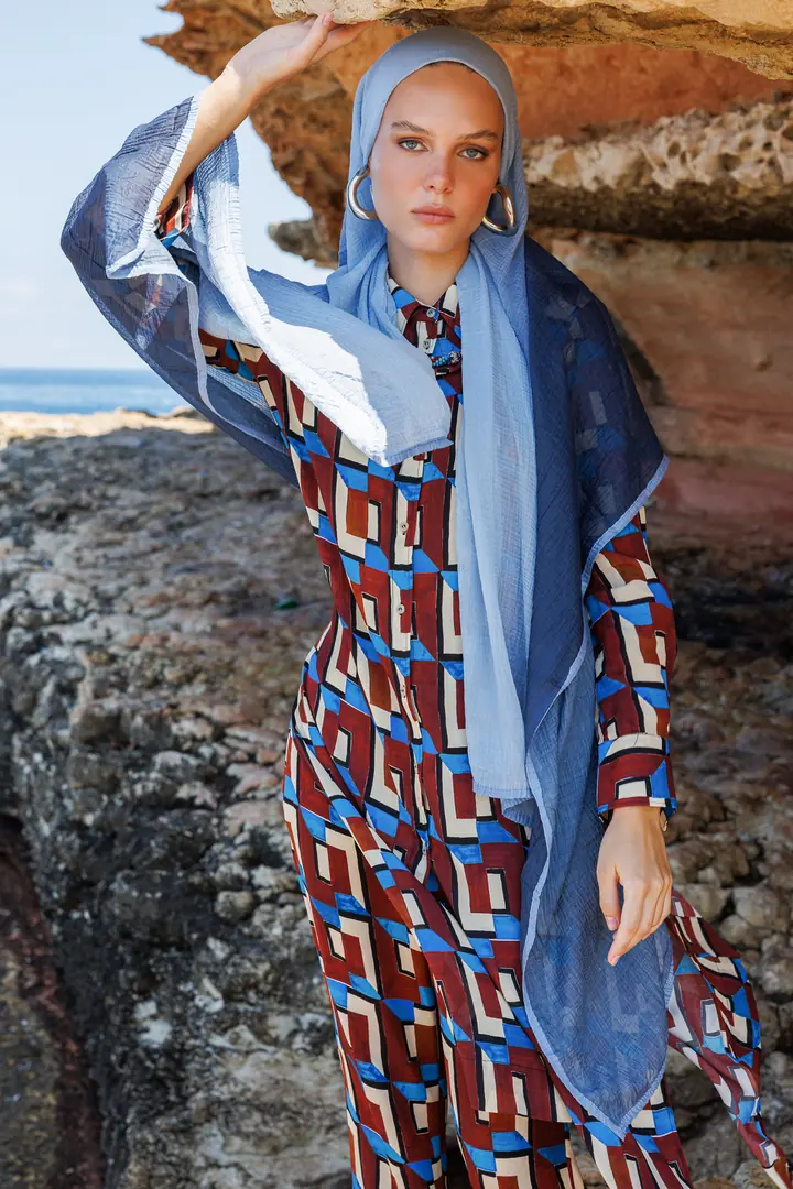 Ombre Muslin Shawl - Baby Blue