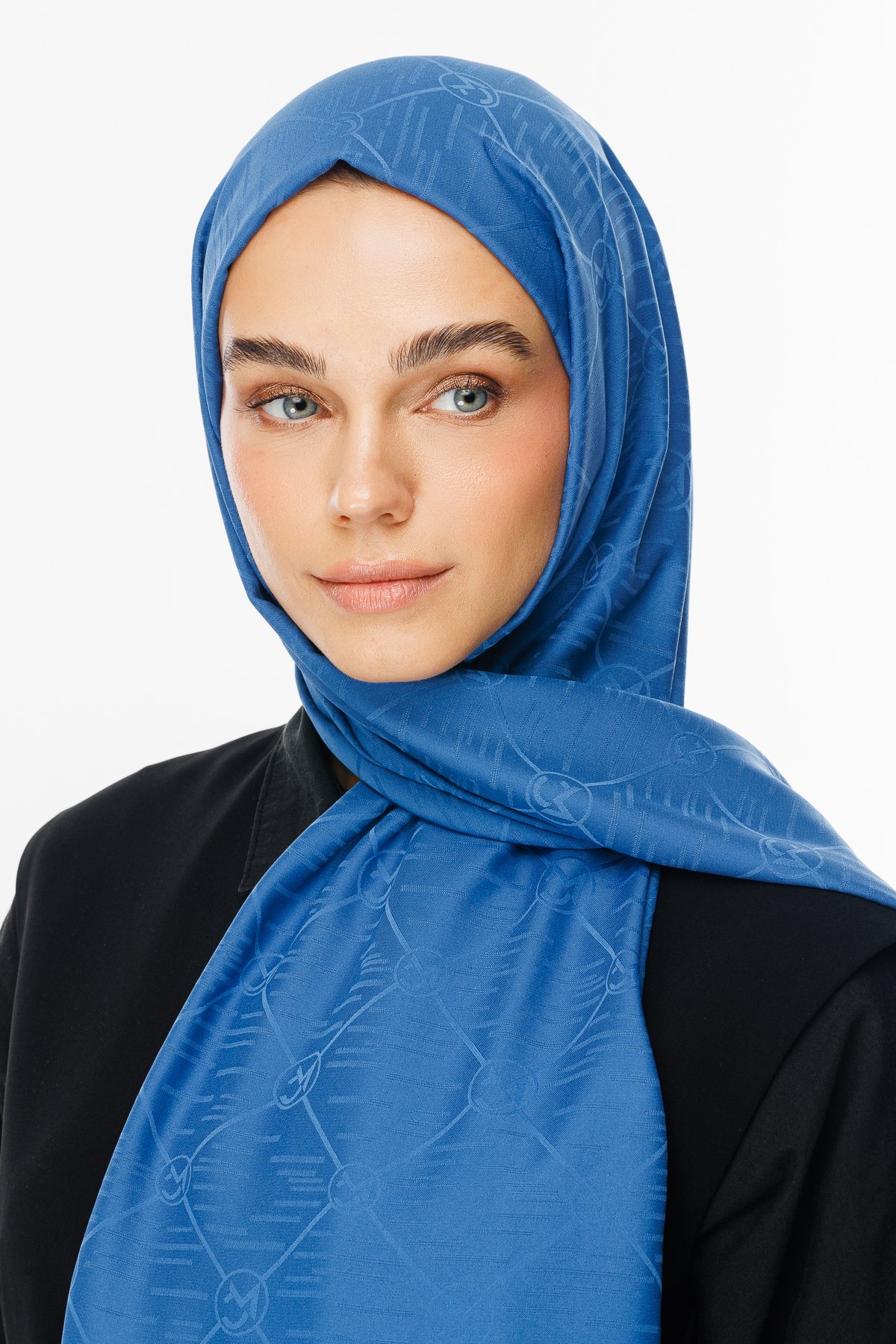 Moon Is Pattern Jacquard Shawl - İndigo