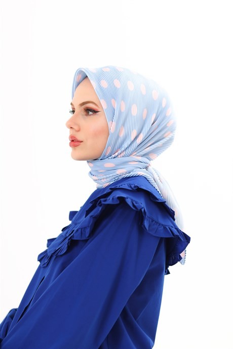 Bebek Mavisi Moon Desen Pilise Eşarp