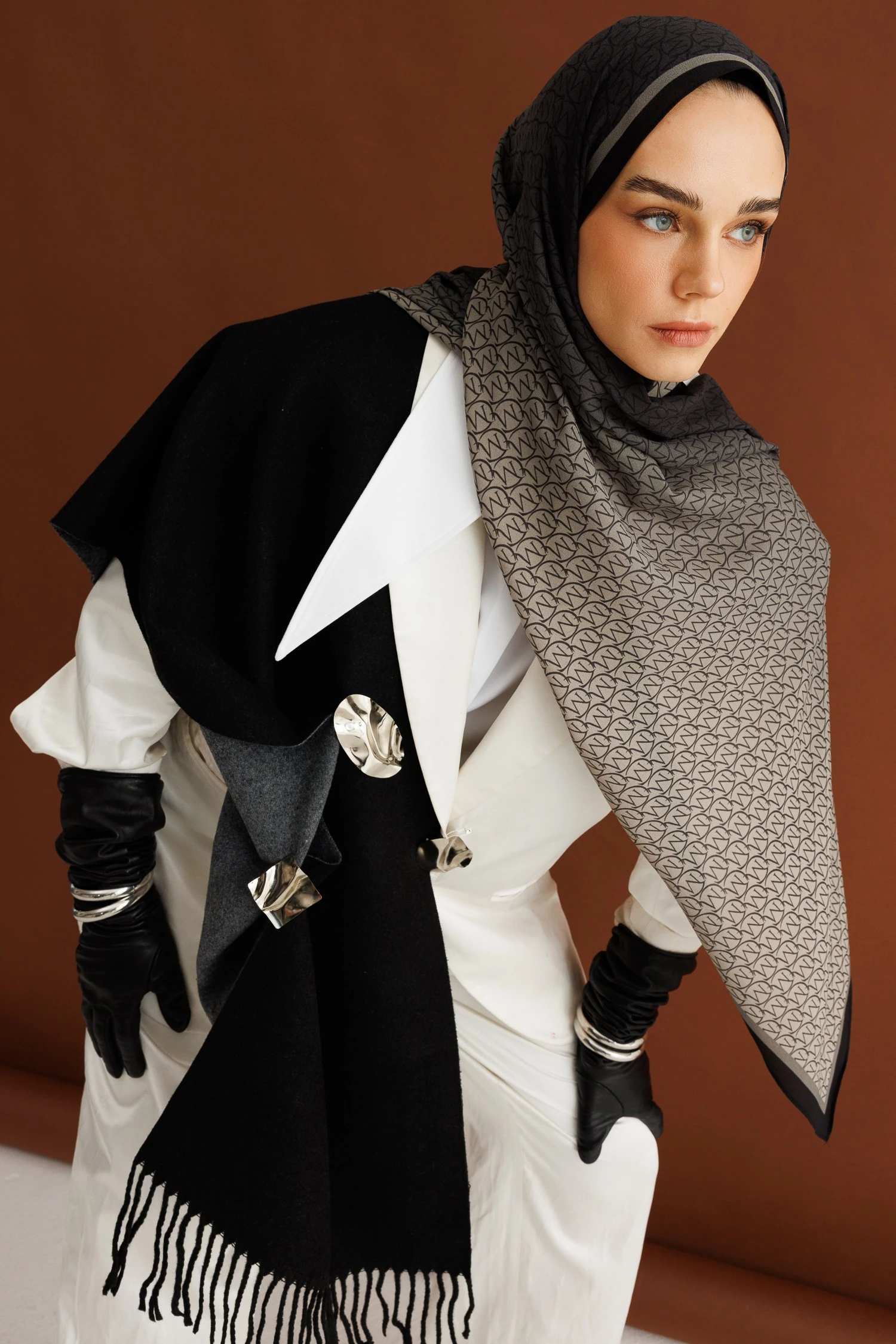 Monogram Hebei Silk Shawl - Black