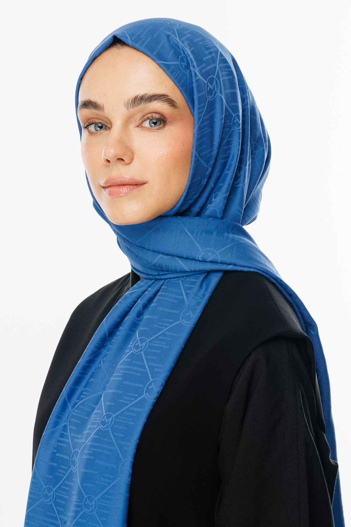 Moon Is Pattern Jacquard Shawl - İndigo