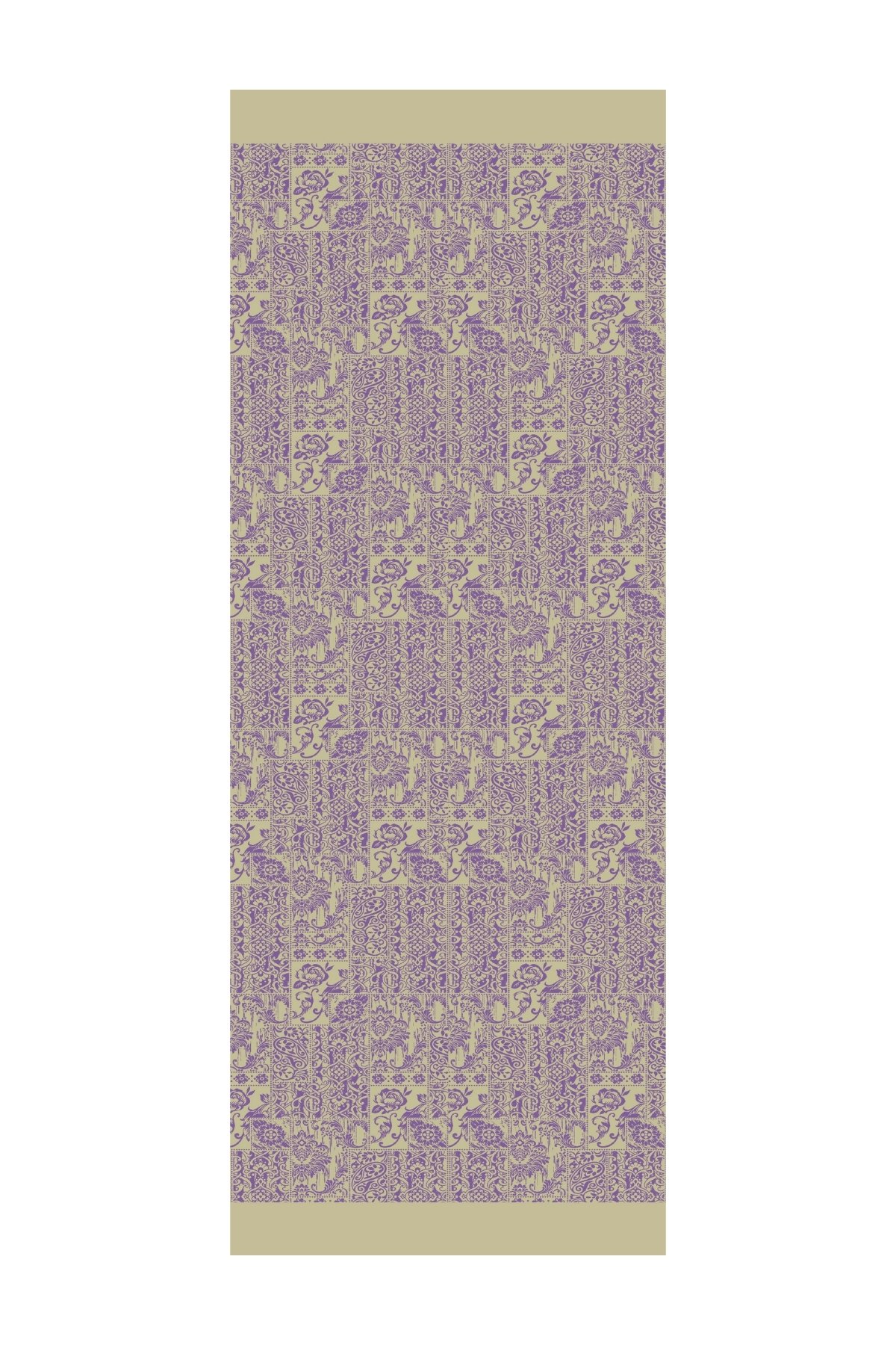 Henna Pattern Double-Sided Shawl - Olive-Purple