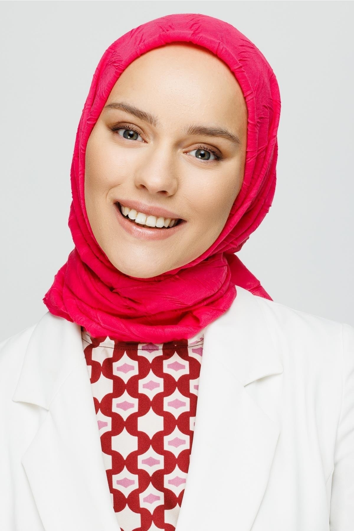 Fuşya Piliseli Bambu Eşarp