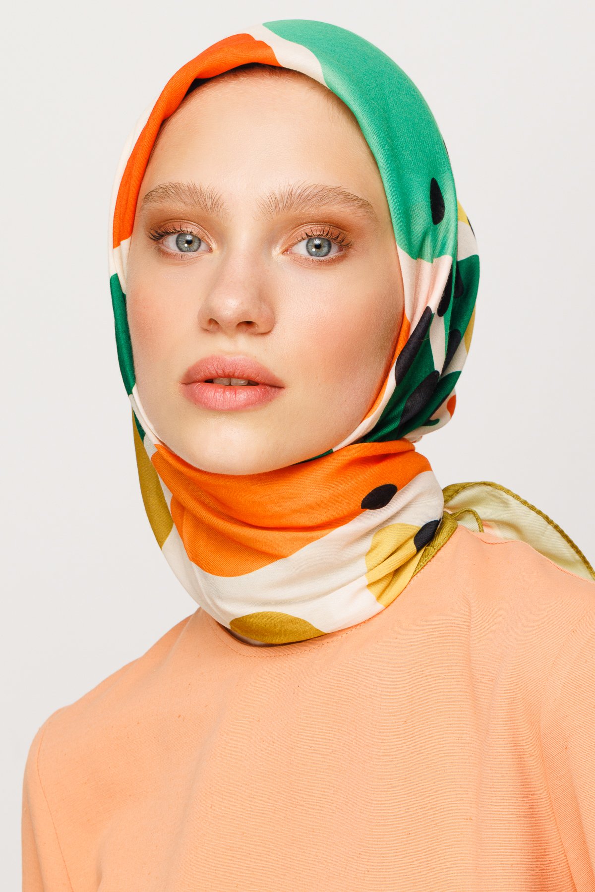 Bloom Pattern Digital Soft Scarf - Mint Green