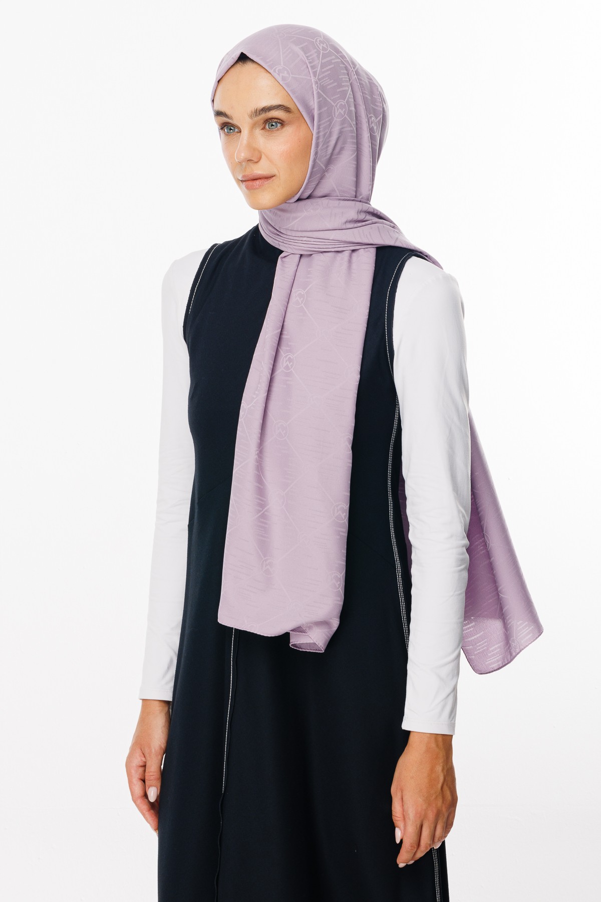 Moon Is Pattern Jacquard Shawl - Lilac