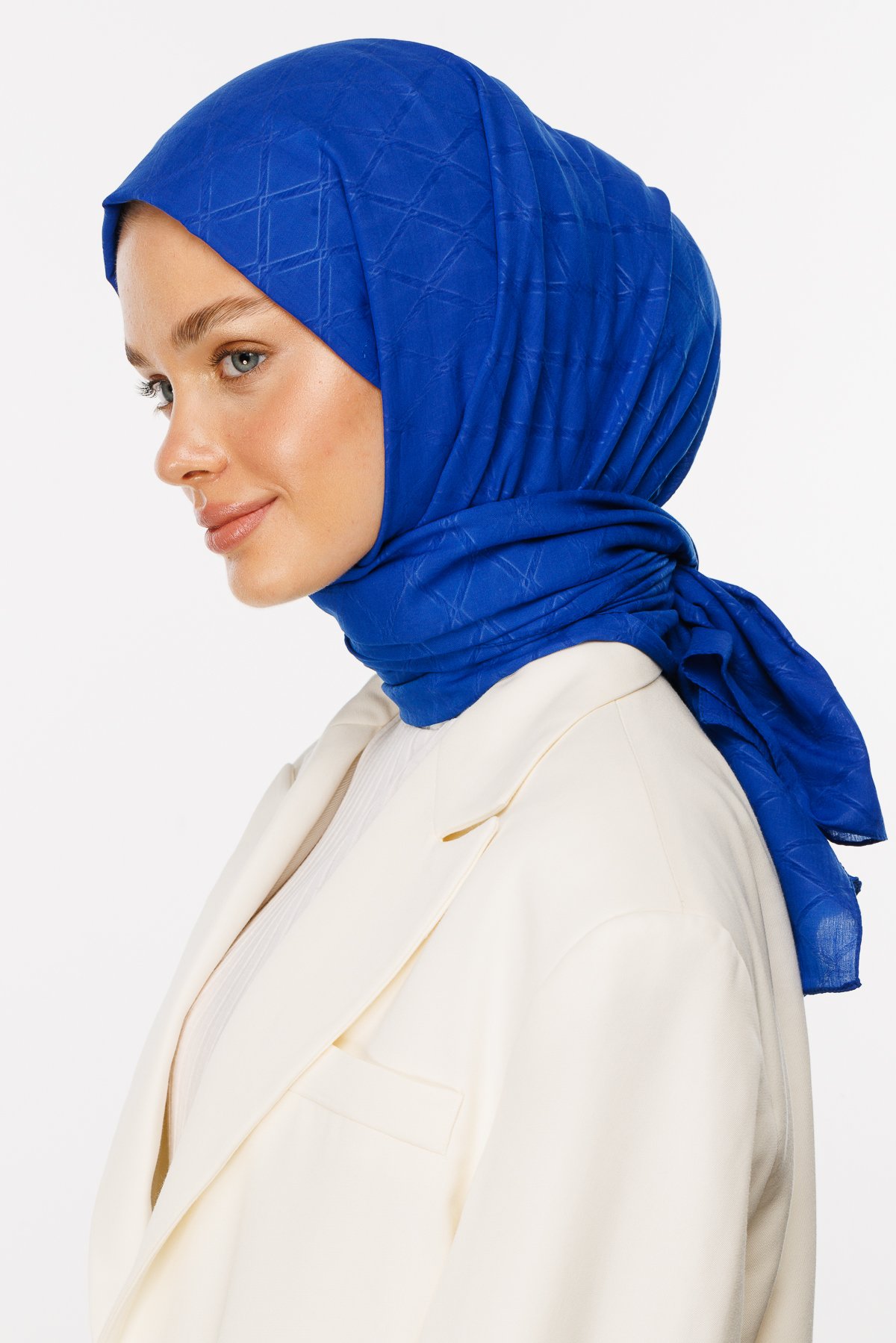 Bamboo Jacquard Shawl - Sax Blue