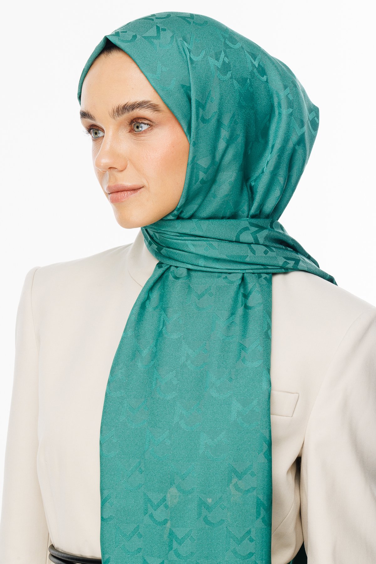 MC Pattern Jacquard Shawl - Mint Green