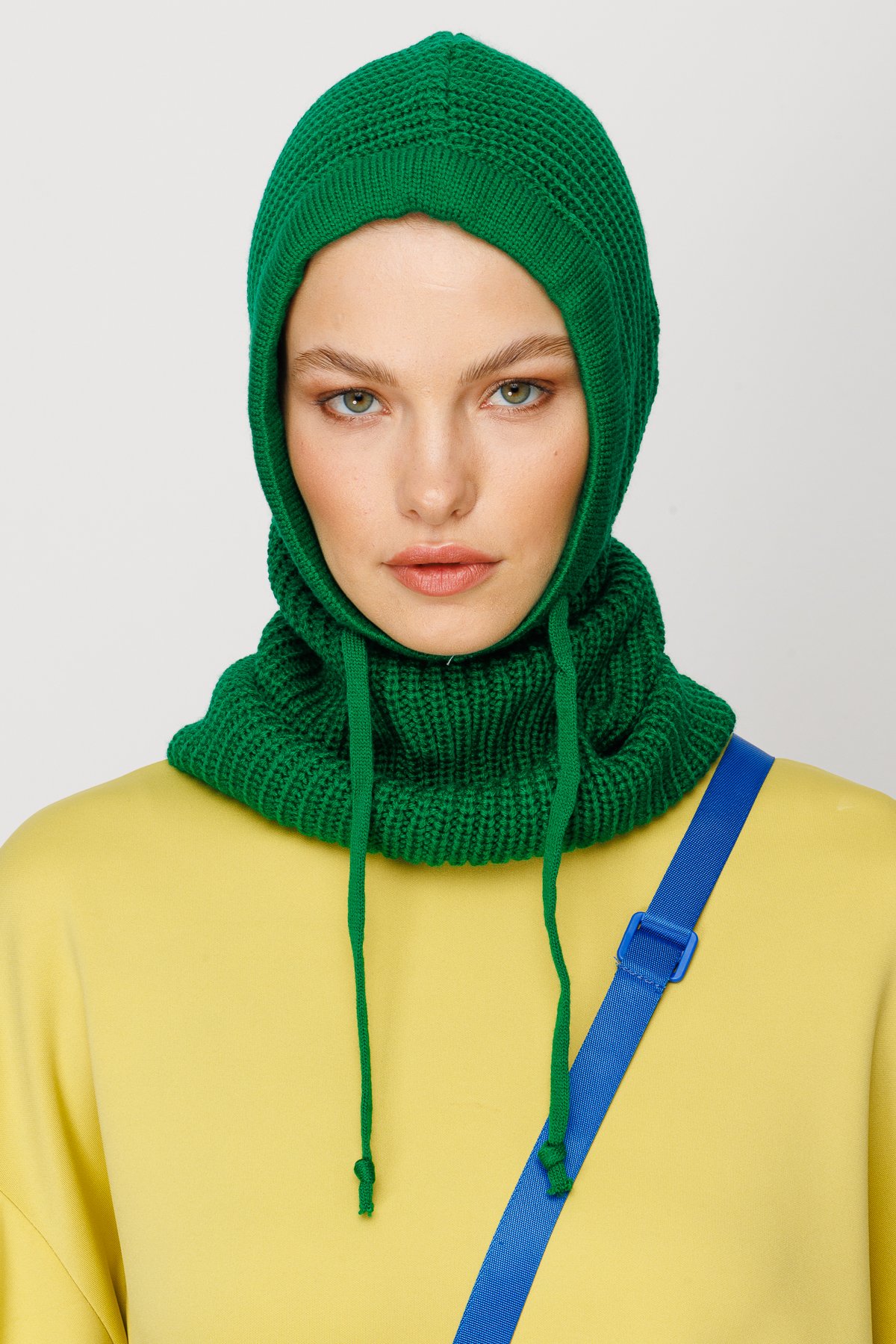 Benetton Yeşili Balaclava Triko Başlık