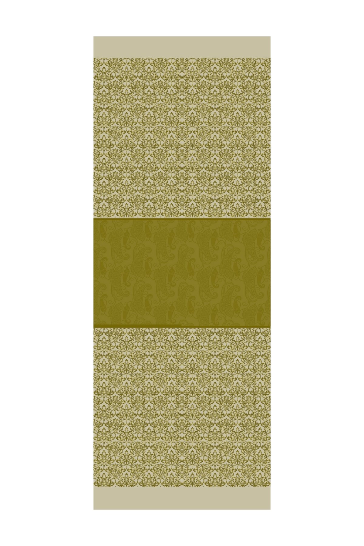 Nora Pattern Double-Sided Shawl - Oil Green-Ecru
