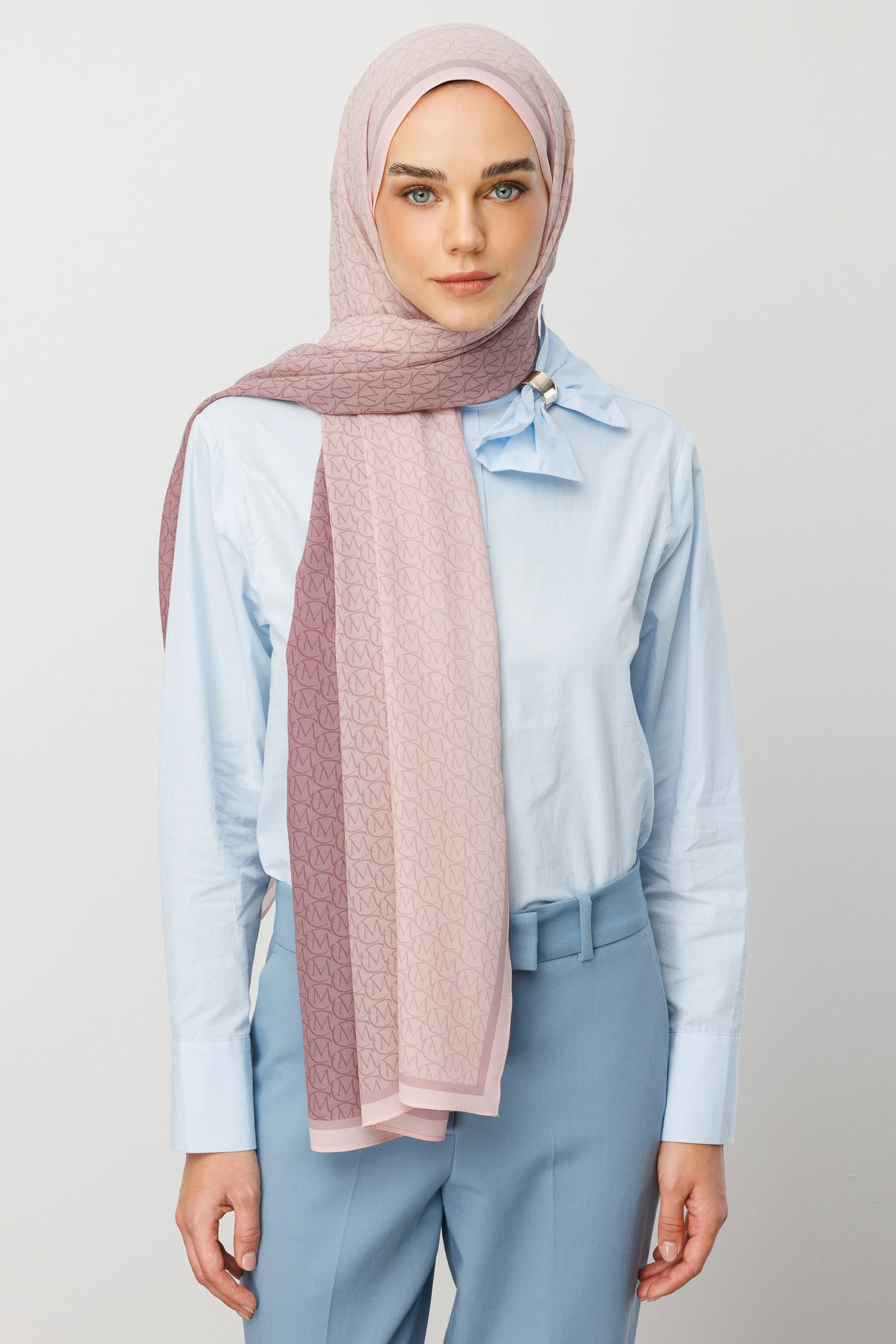 Monogram Hebei Silk Shawl - Powder