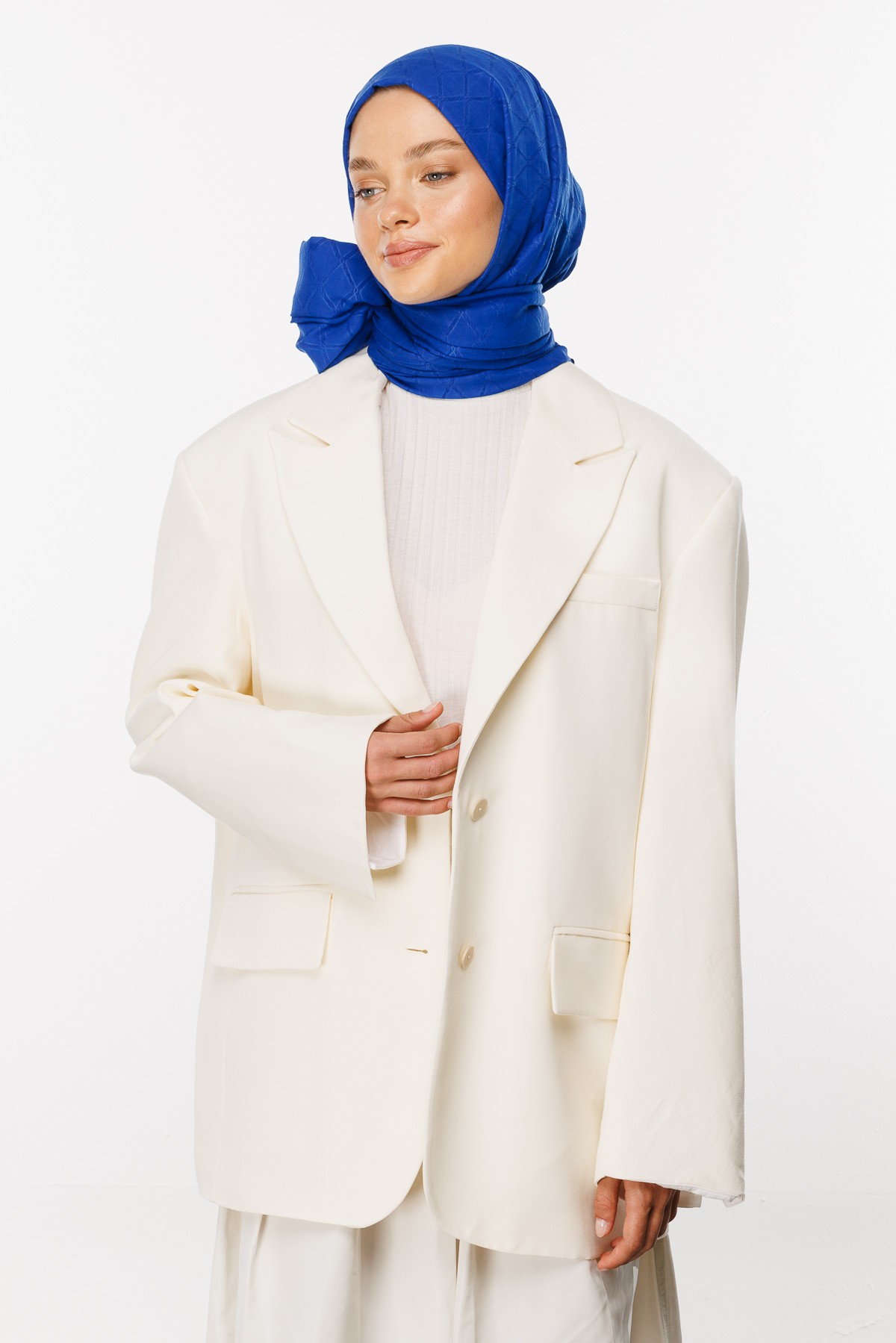 Bamboo Jacquard Shawl - Sax Blue