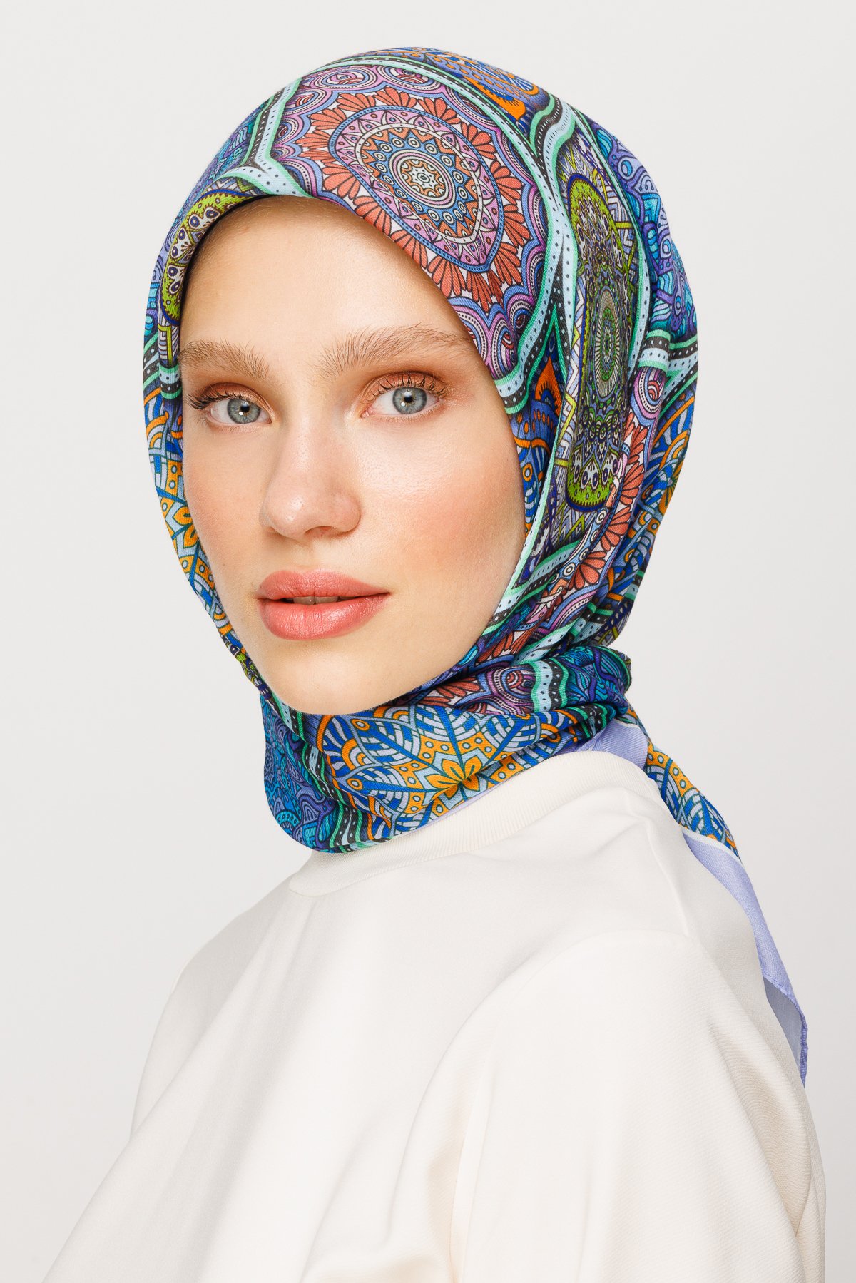 Ethnic Pattern Digital Soft Scarf - Lilac