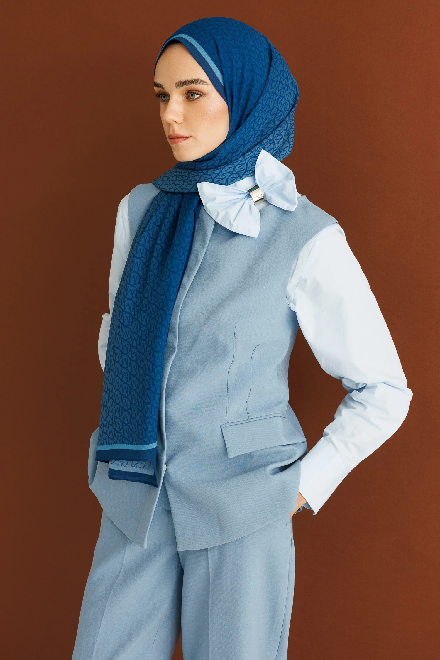 Monogram Hebei İpek Şal - Indigo