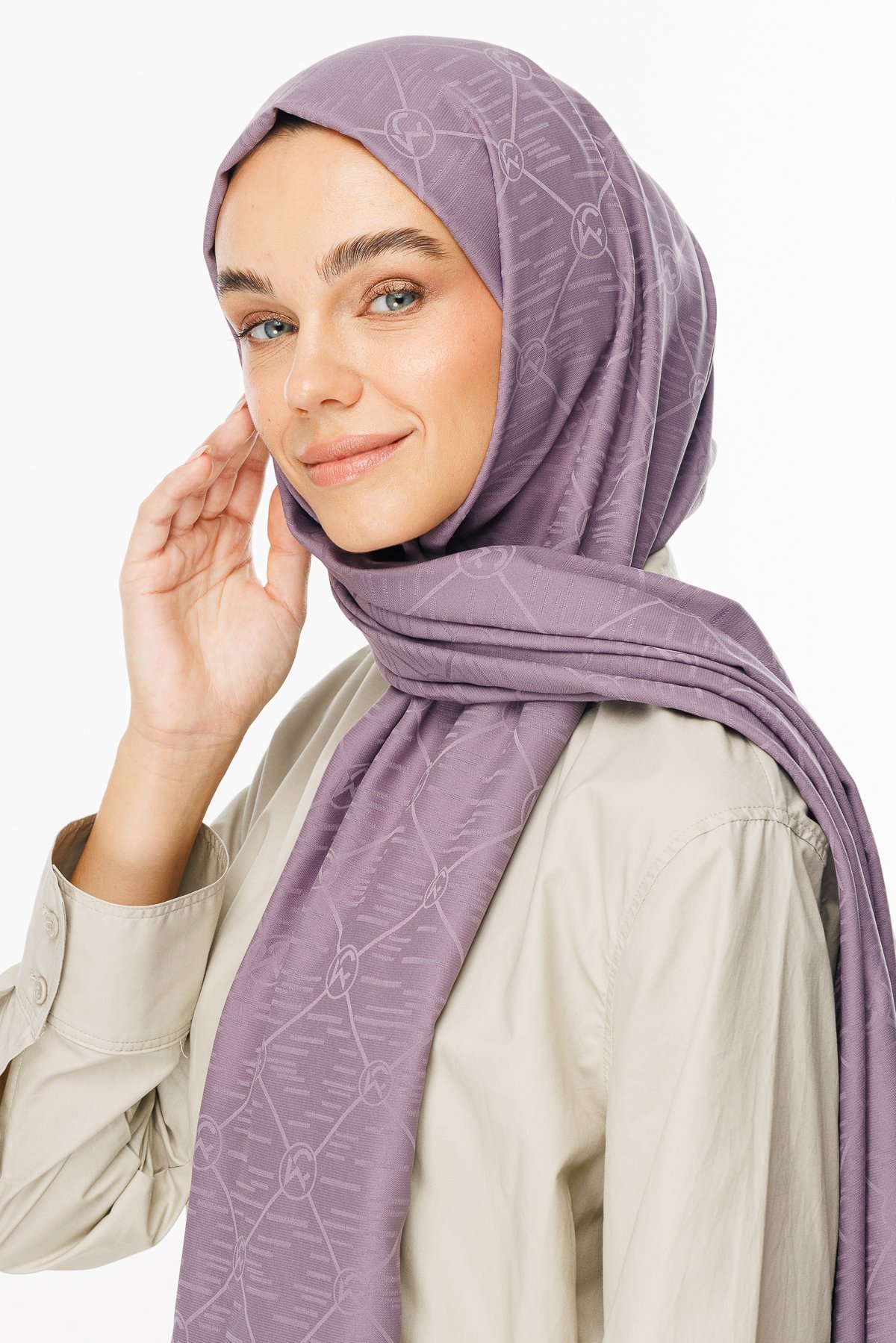 Moon Is Pattern Jacquard Shawl - Lavender