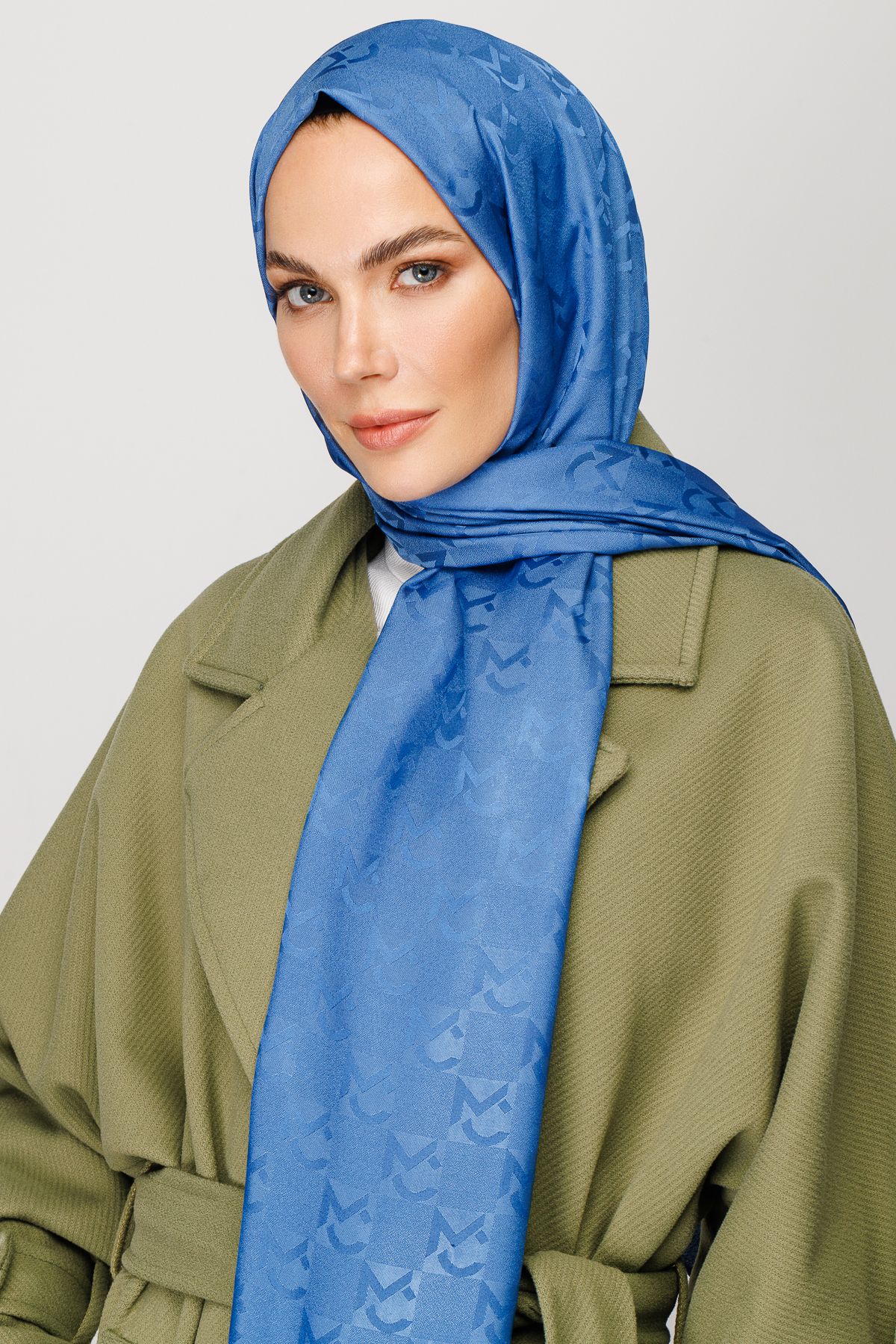 MC Pattern Jacquard Shawl - İndigo