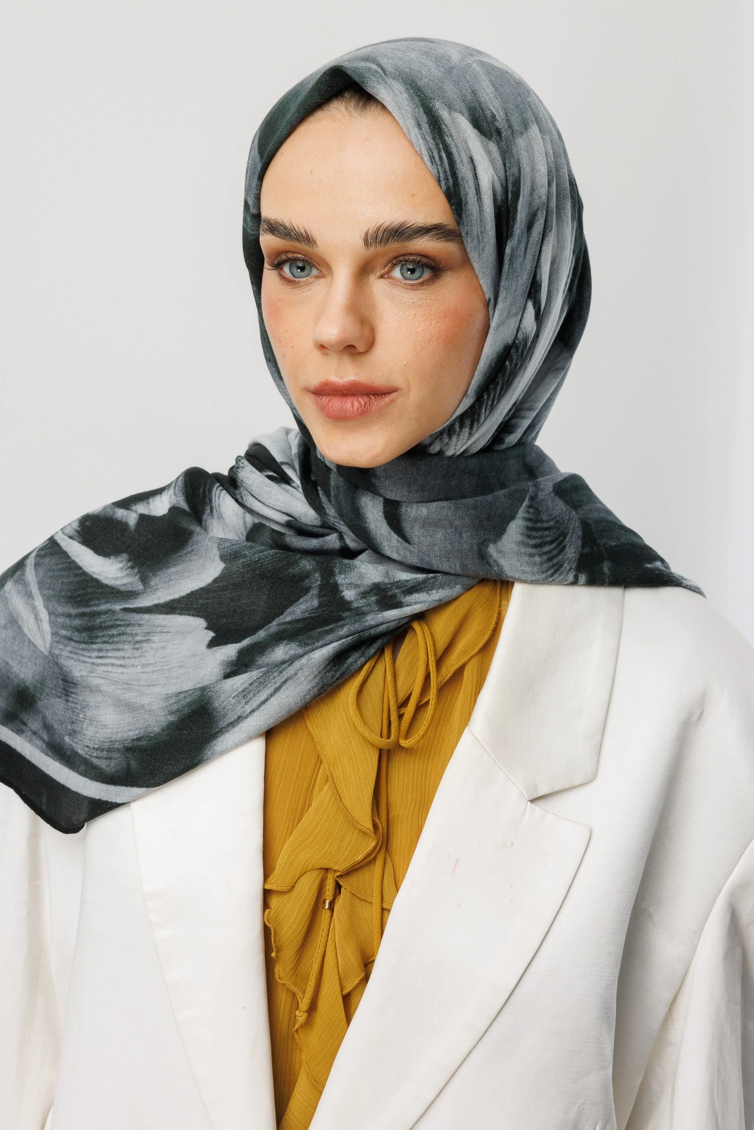 Fleur Desen Rami Şal - Black