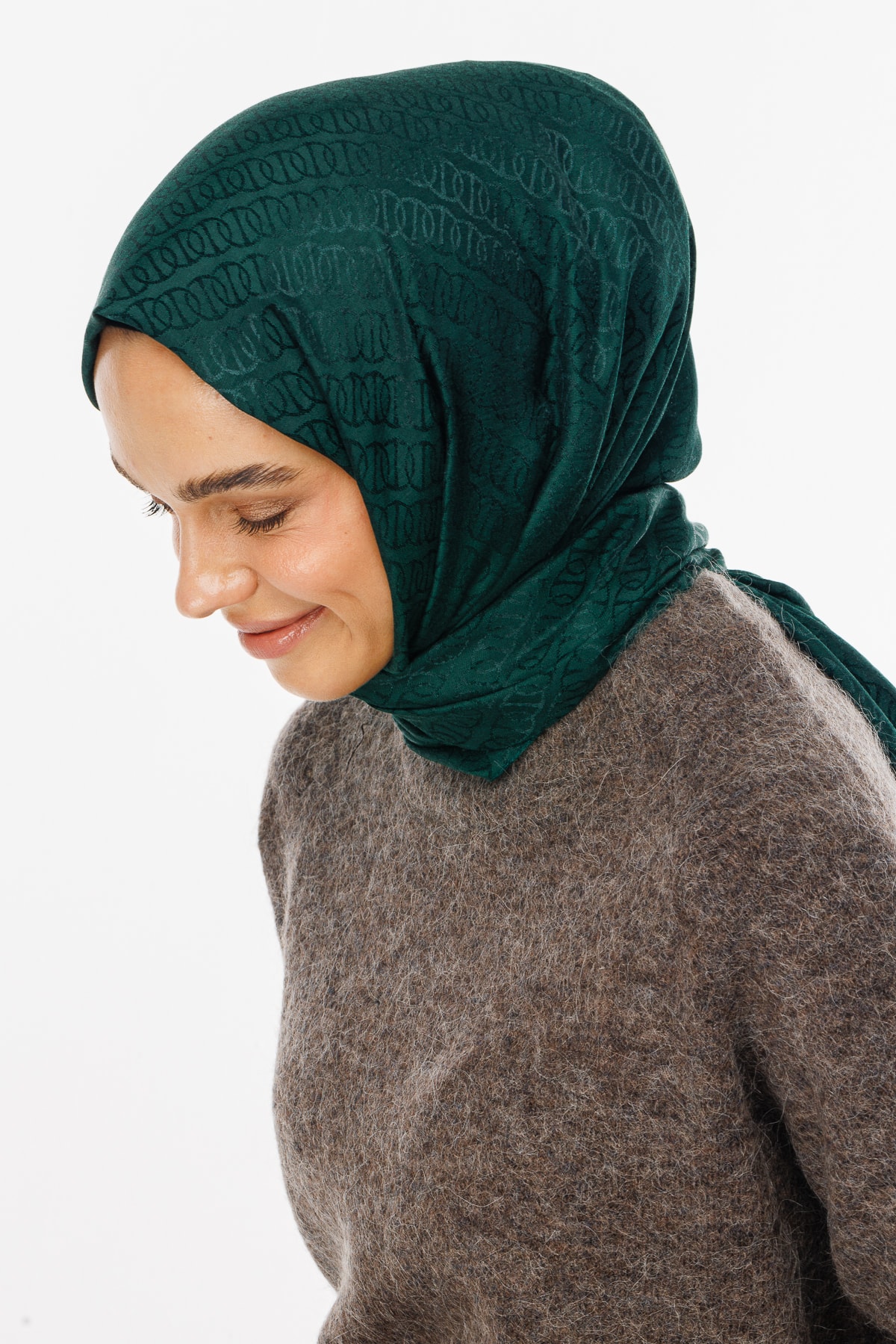 Forever Desen Parlak Jakar Şal - Zümrüt