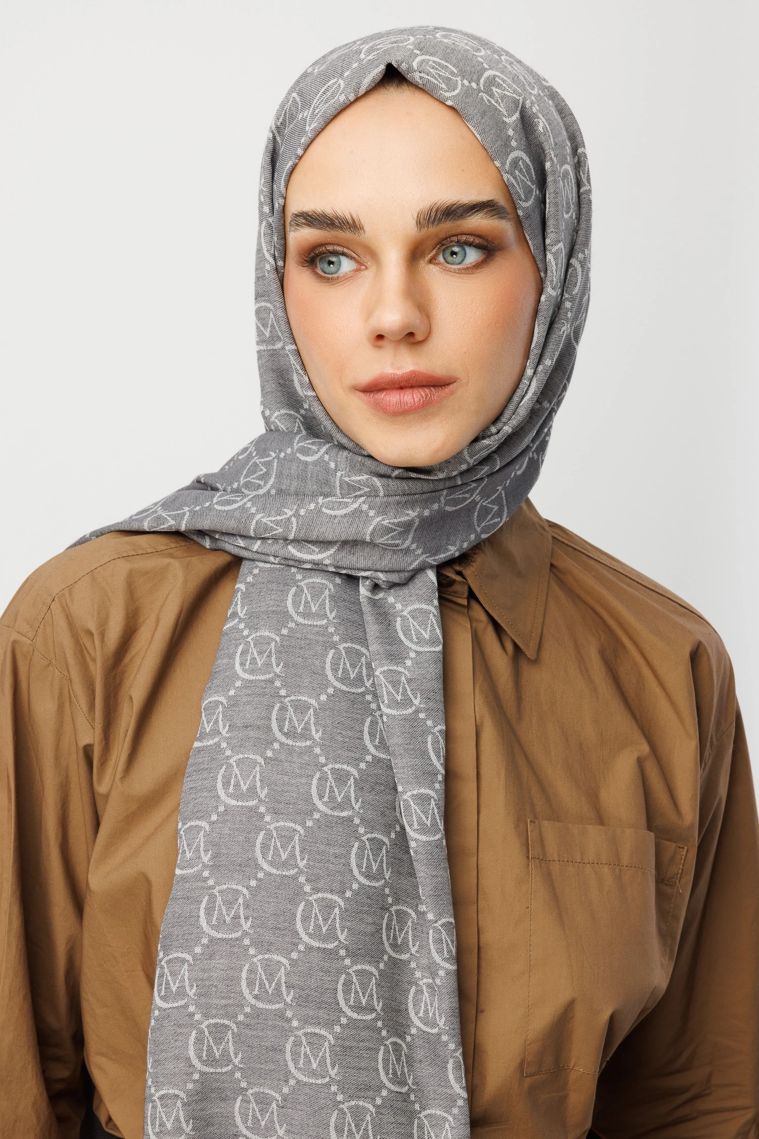 Wool Silk Shawl - Grey