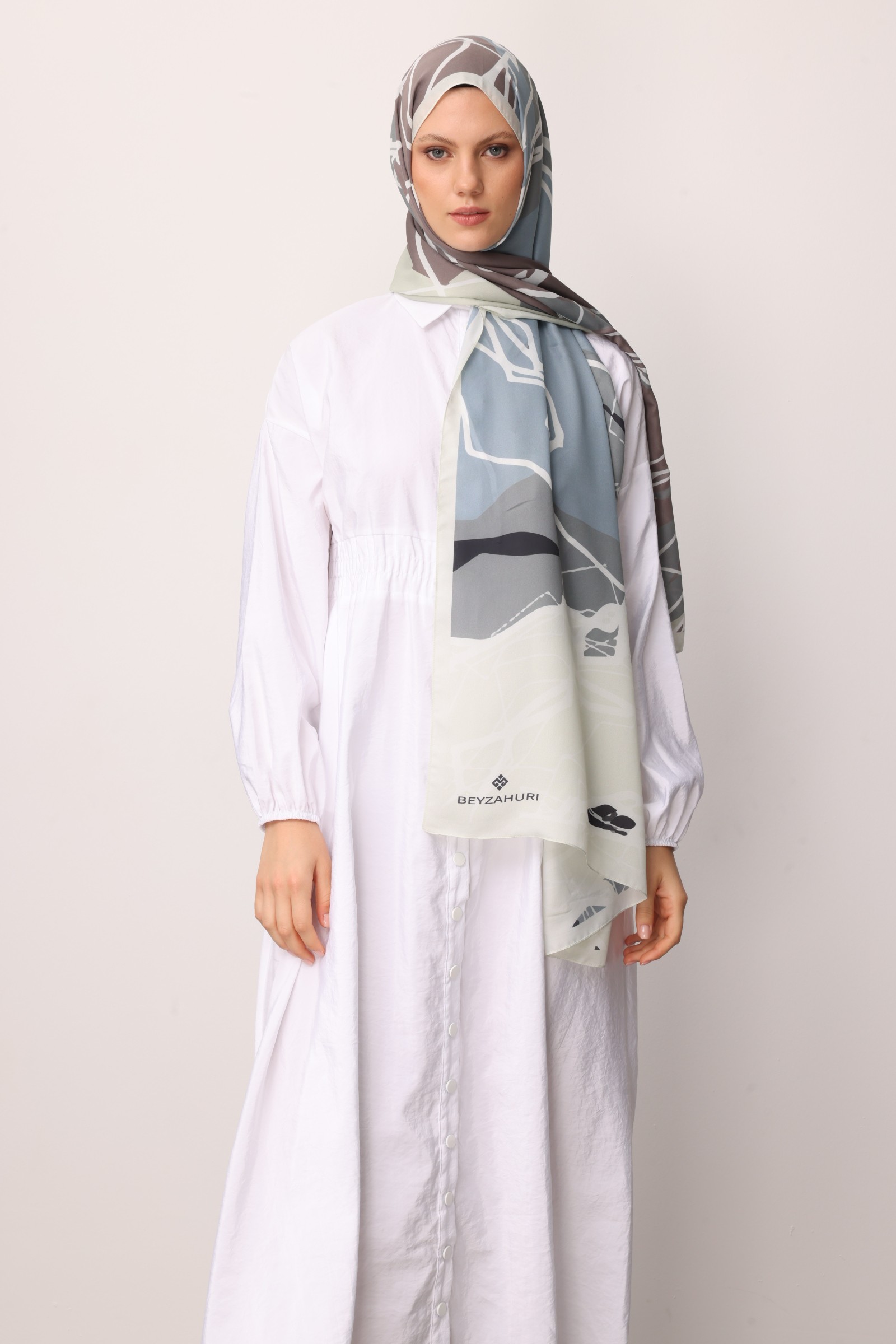 Turna Desen Sakura İpek Şal - Sarı