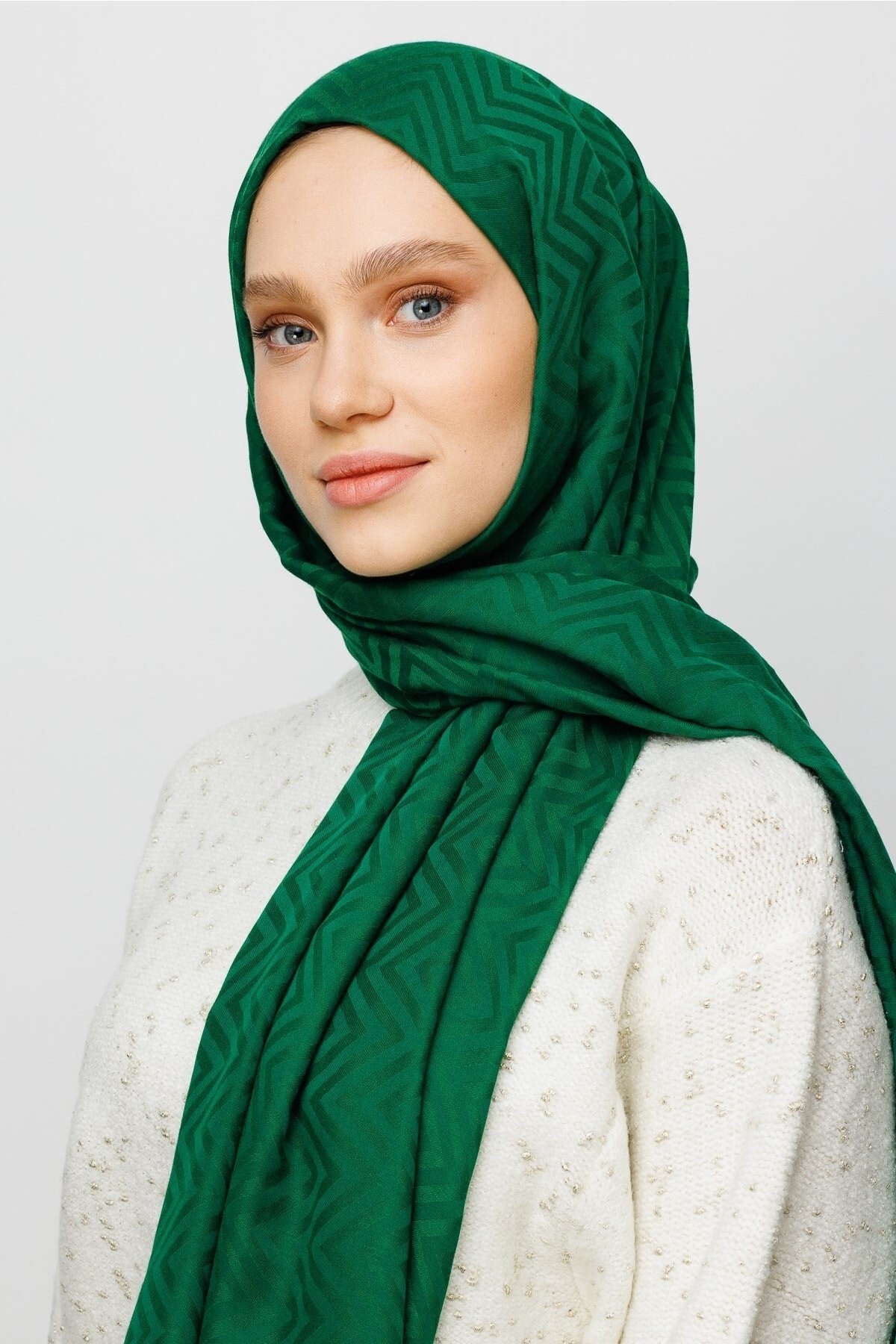 Zigzag Pattern Cotton Jacquard Hijab