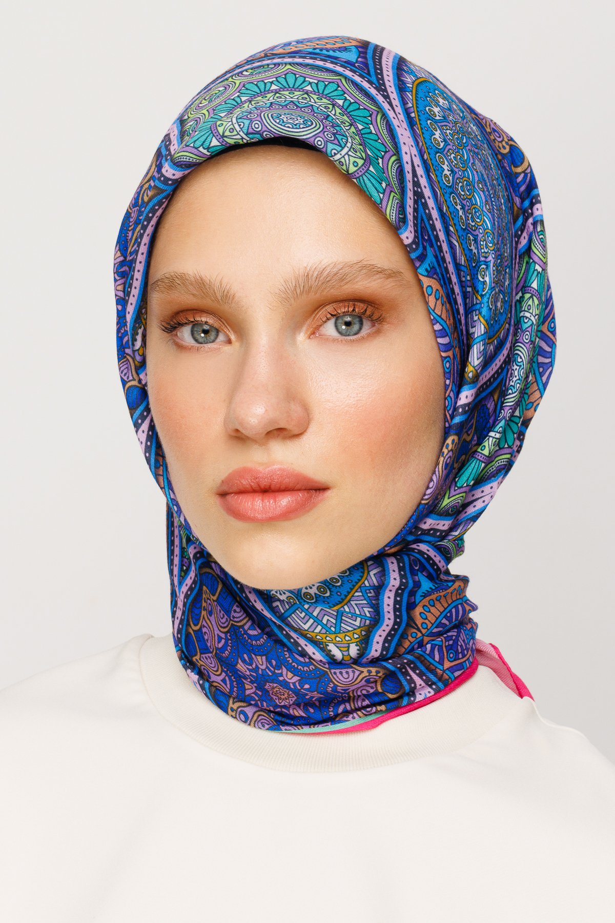 Ethnic Pattern Digital Soft Scarf - İndigo